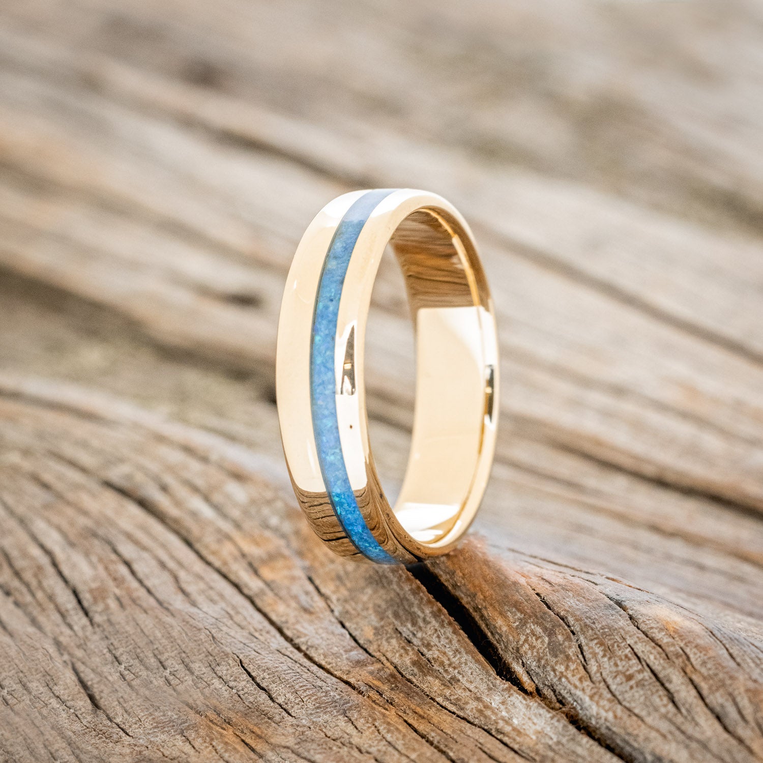 "VERTIGO" - BLUE OPAL WEDDING BAND-7
