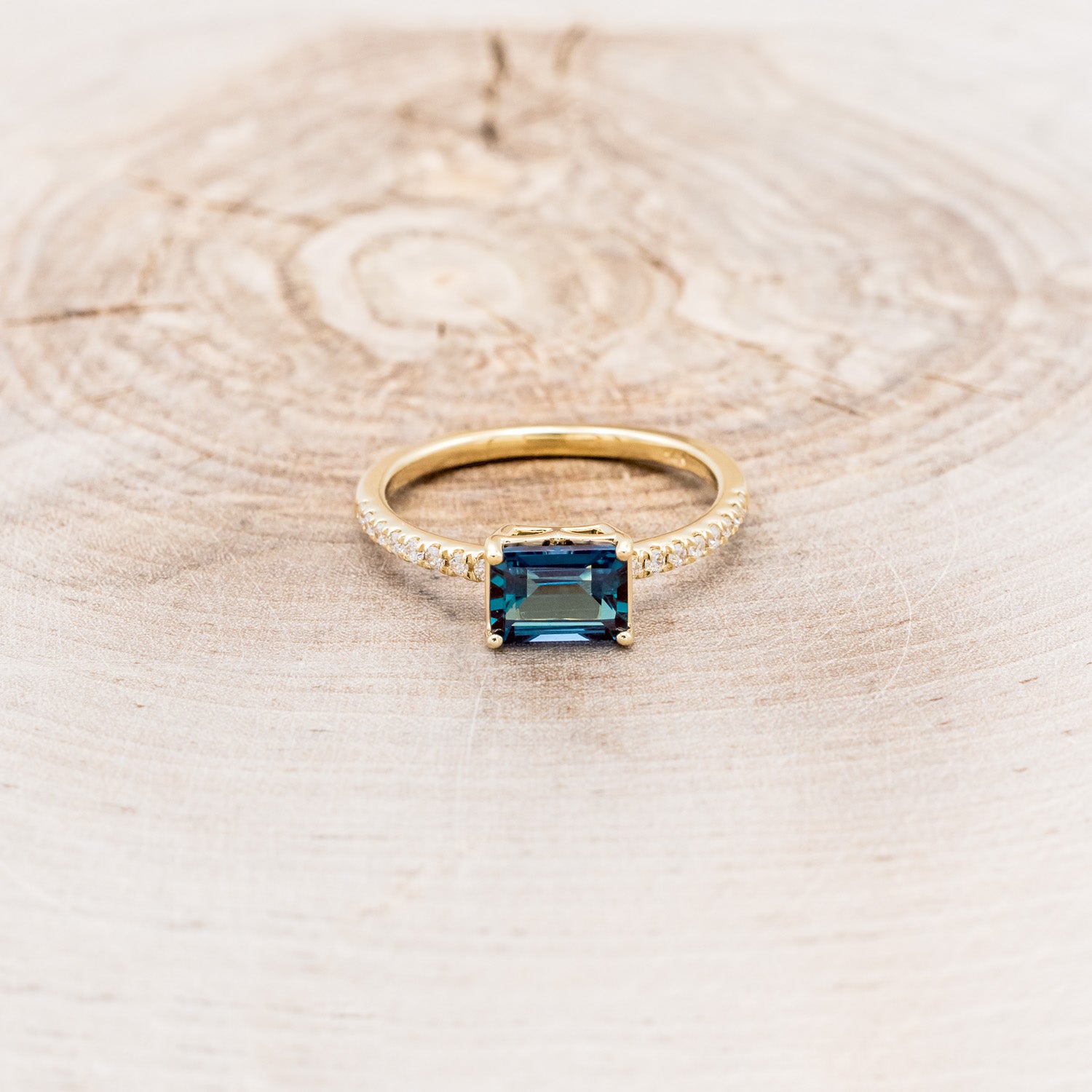 "AMARA" - EMERALD CUT LAB-GROWN ALEXANDRITE ENGAGEMENT RING WITH DIAMOND ACCENTS-10
