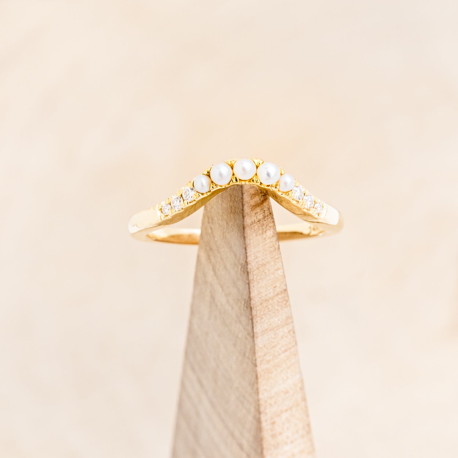 "ARABELLA" - PEAR-SHAPED LAB-GROWN EMERALD ENGAGEMENT RING WITH DIAMOND ACCENTS & PEARL TRACER-13