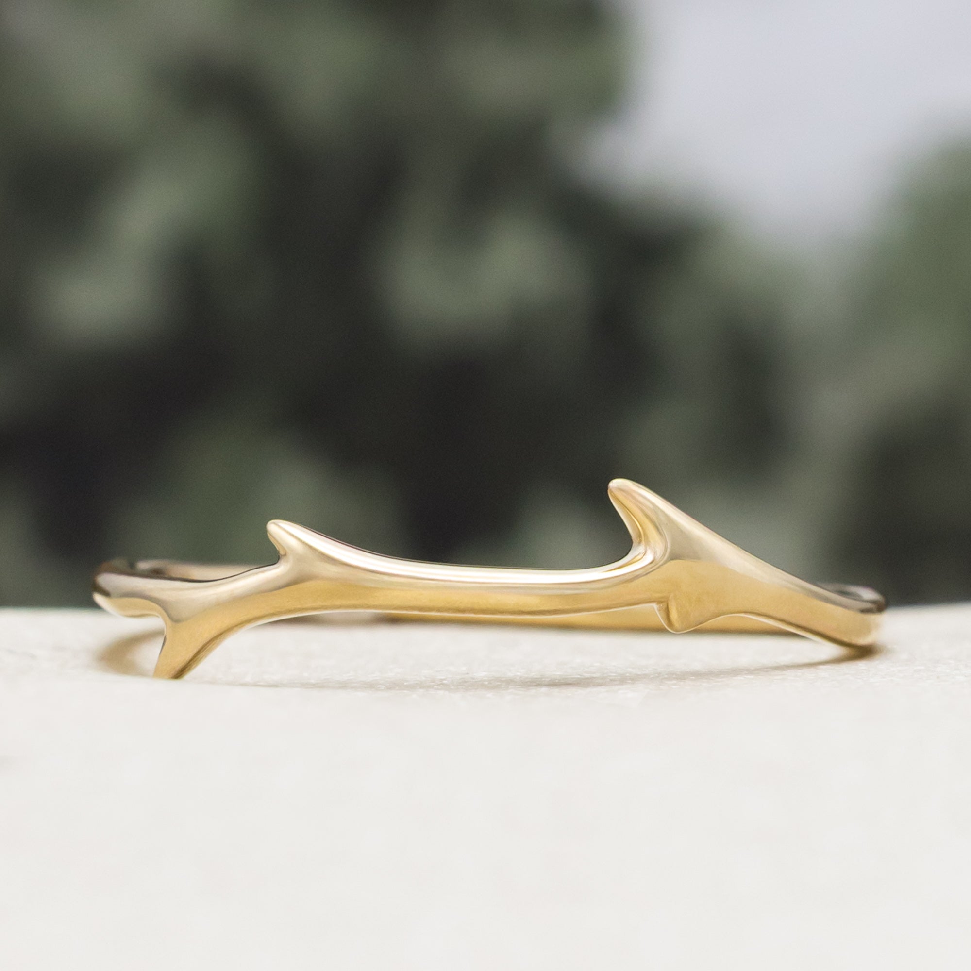 "ARTEMIS" STACKER - 14K GOLD ANTLER-STYLE STACKING BAND-Staghead Designs