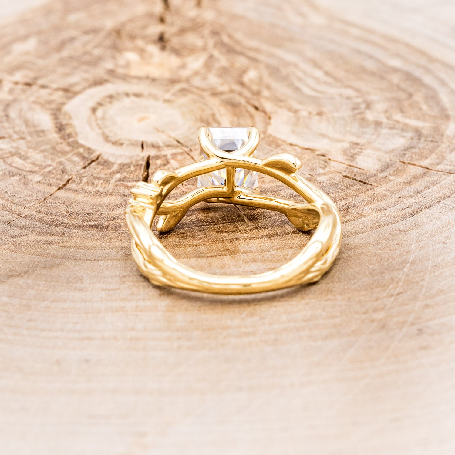 "ARTEMIS ON THE VINE" - EMERALD CUT MOISSANITE ENGAGEMENT RING WITH DIAMOND ACCENTS & A BRANCH-STYLE BAND-5