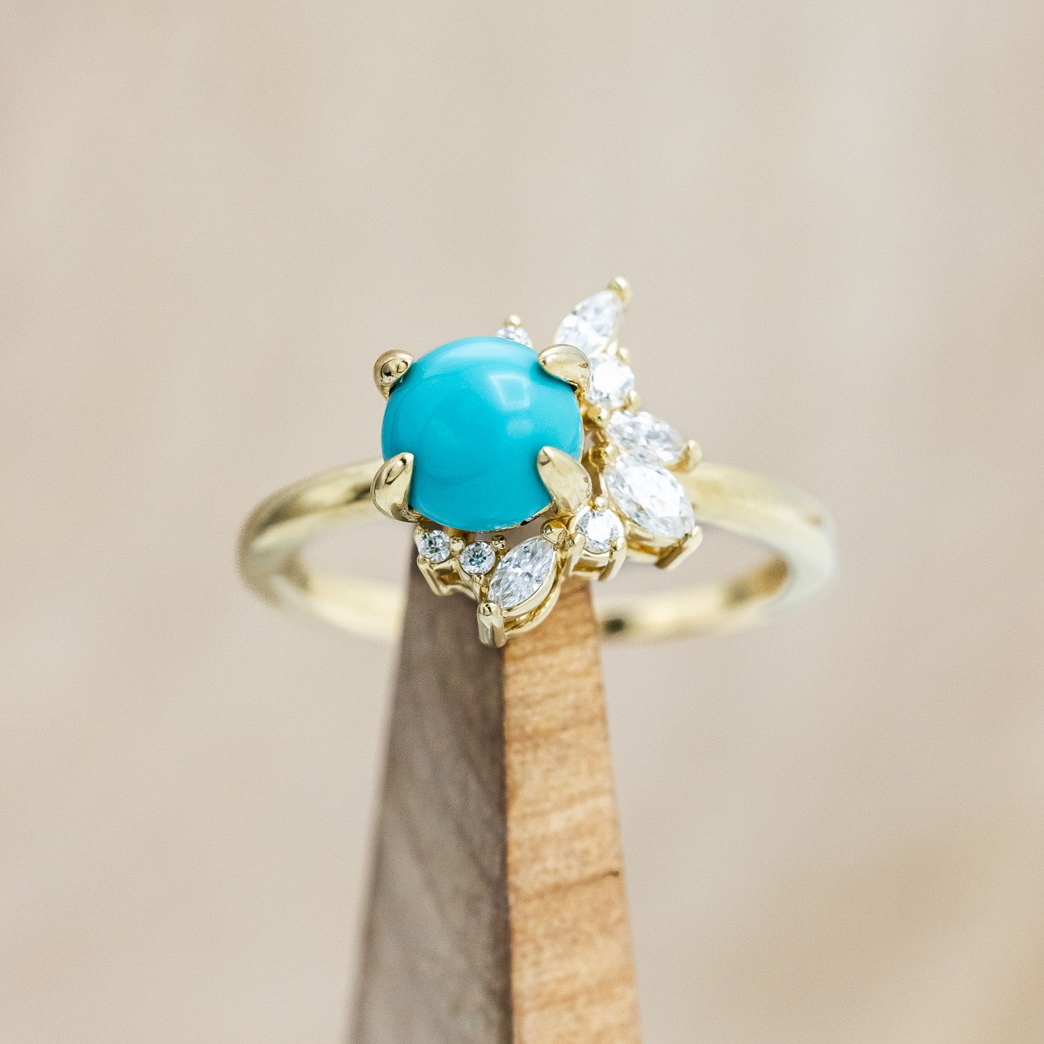 "AURAE" - ROUND CUT TURQUOISE ENGAGEMENT RING & TRACER-Staghead Designs