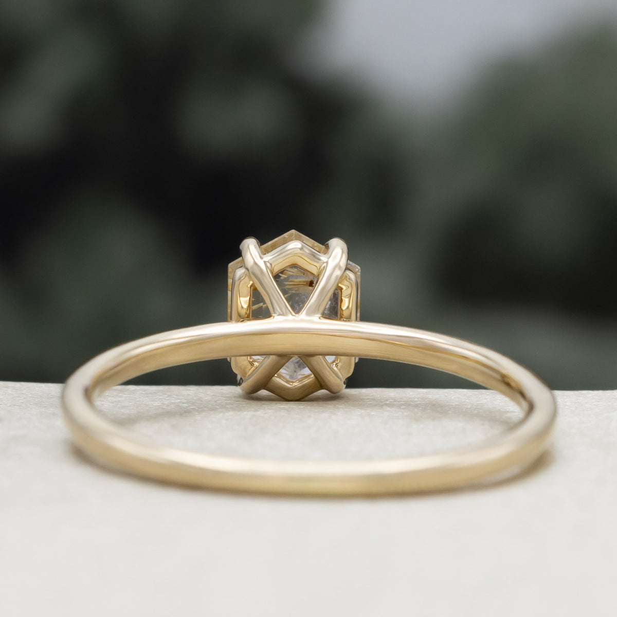 "Aurum" - Hexagon Cut Solitaire Engagement Ring-Staghead Designs
