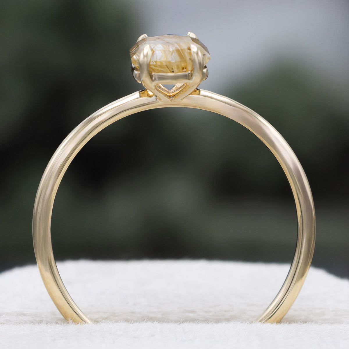 "Aurum" - Hexagon Cut Solitaire Engagement Ring-Staghead Designs