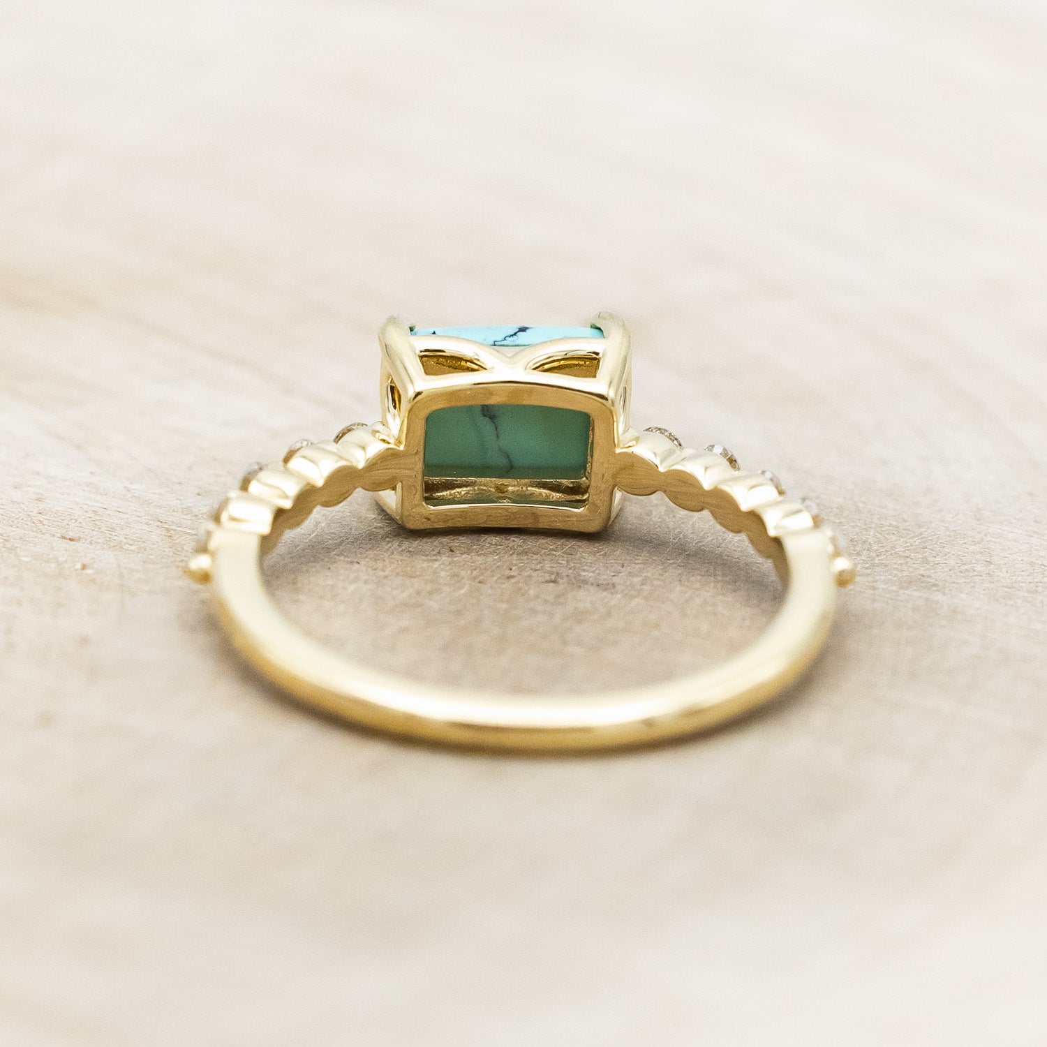 "AZURA" - EMERALD CUT TURQUOISE ENGAGEMENT RING WITH DIAMOND ACCENTS-Staghead Designs