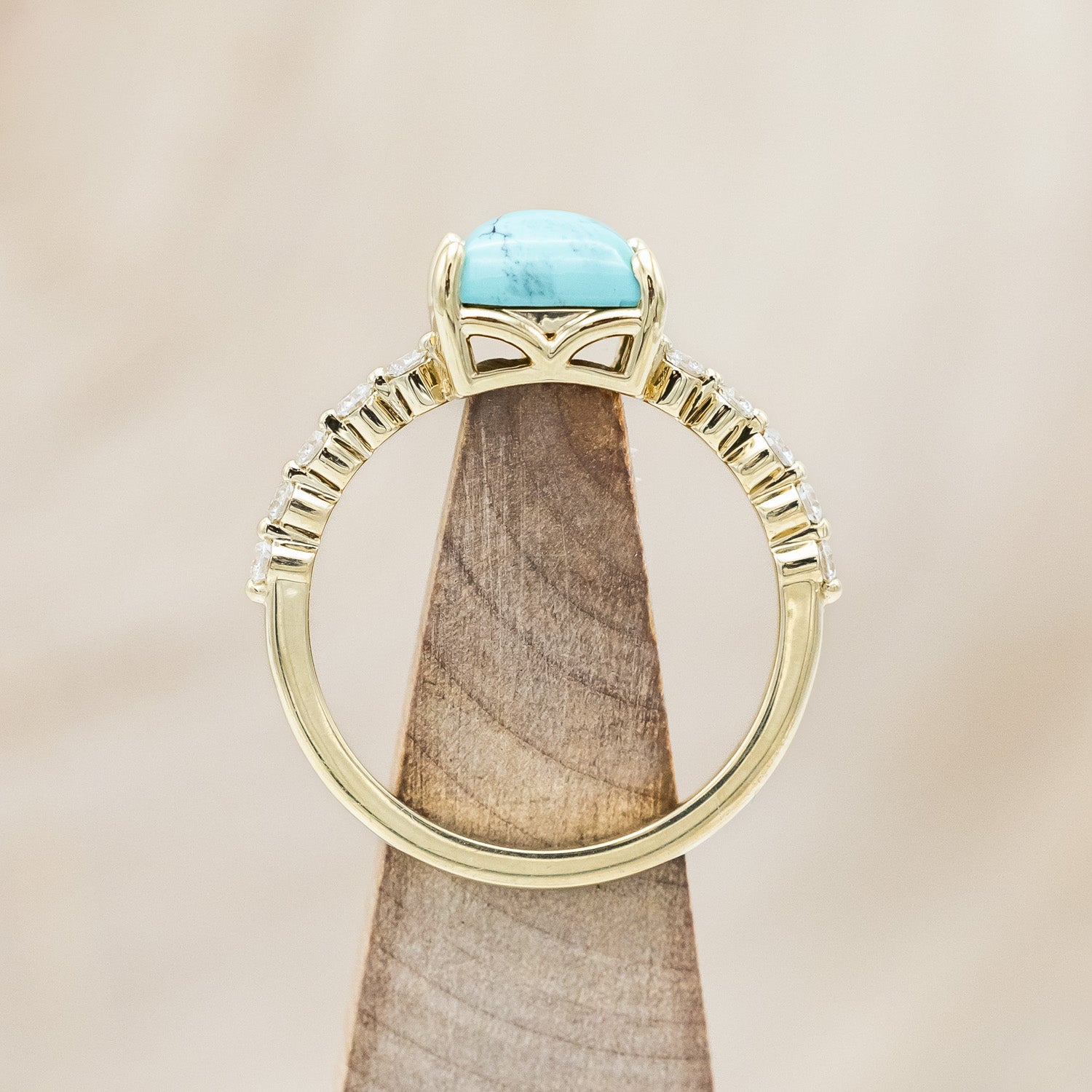 "AZURA" - EMERALD CUT TURQUOISE ENGAGEMENT RING WITH DIAMOND ACCENTS-Staghead Designs