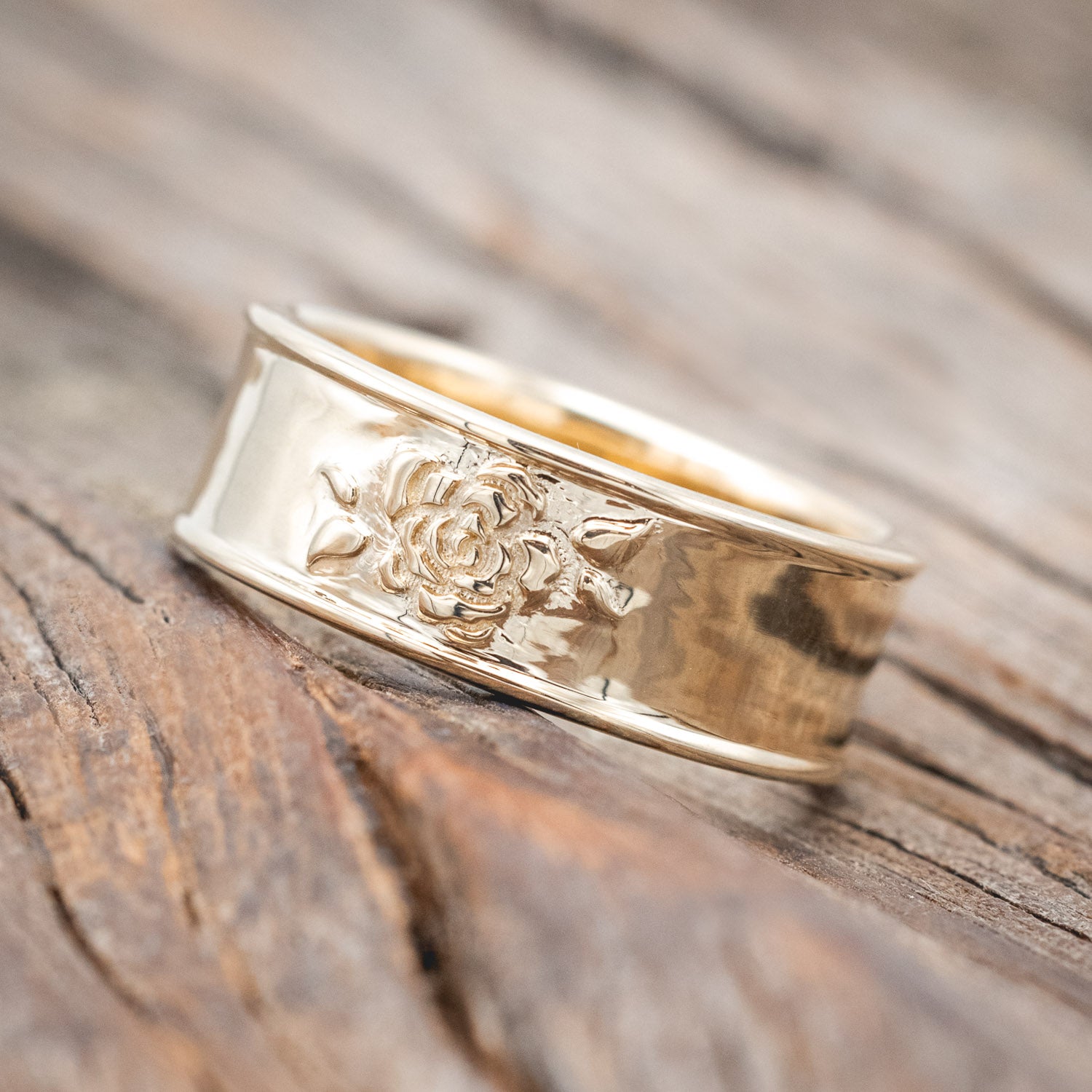 ROSE EMBOSSED WEDDING BAND-Staghead Designs