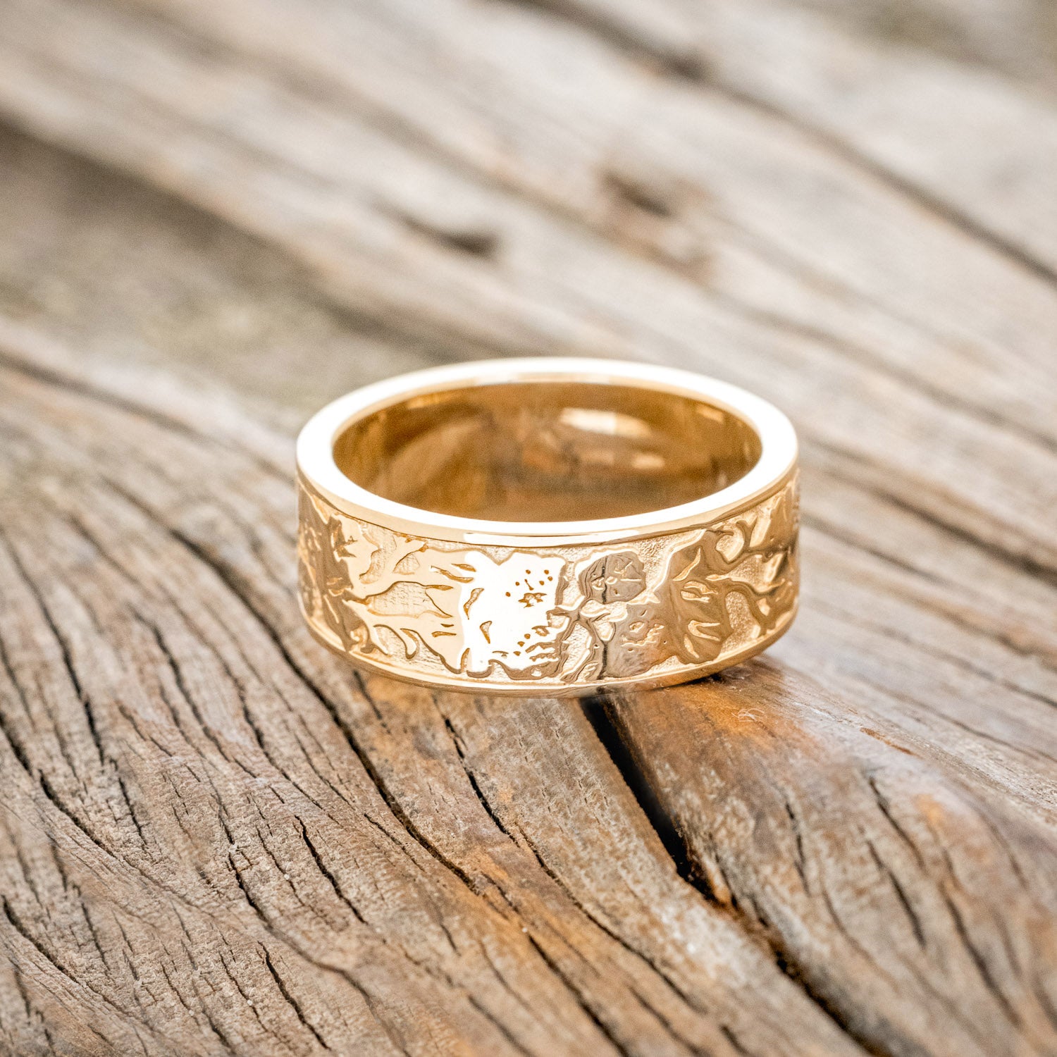 "EUREKA" - CUSTOM ENGRAVED WEDDING BAND FEATURING CALIFORNIA POPPIES-3