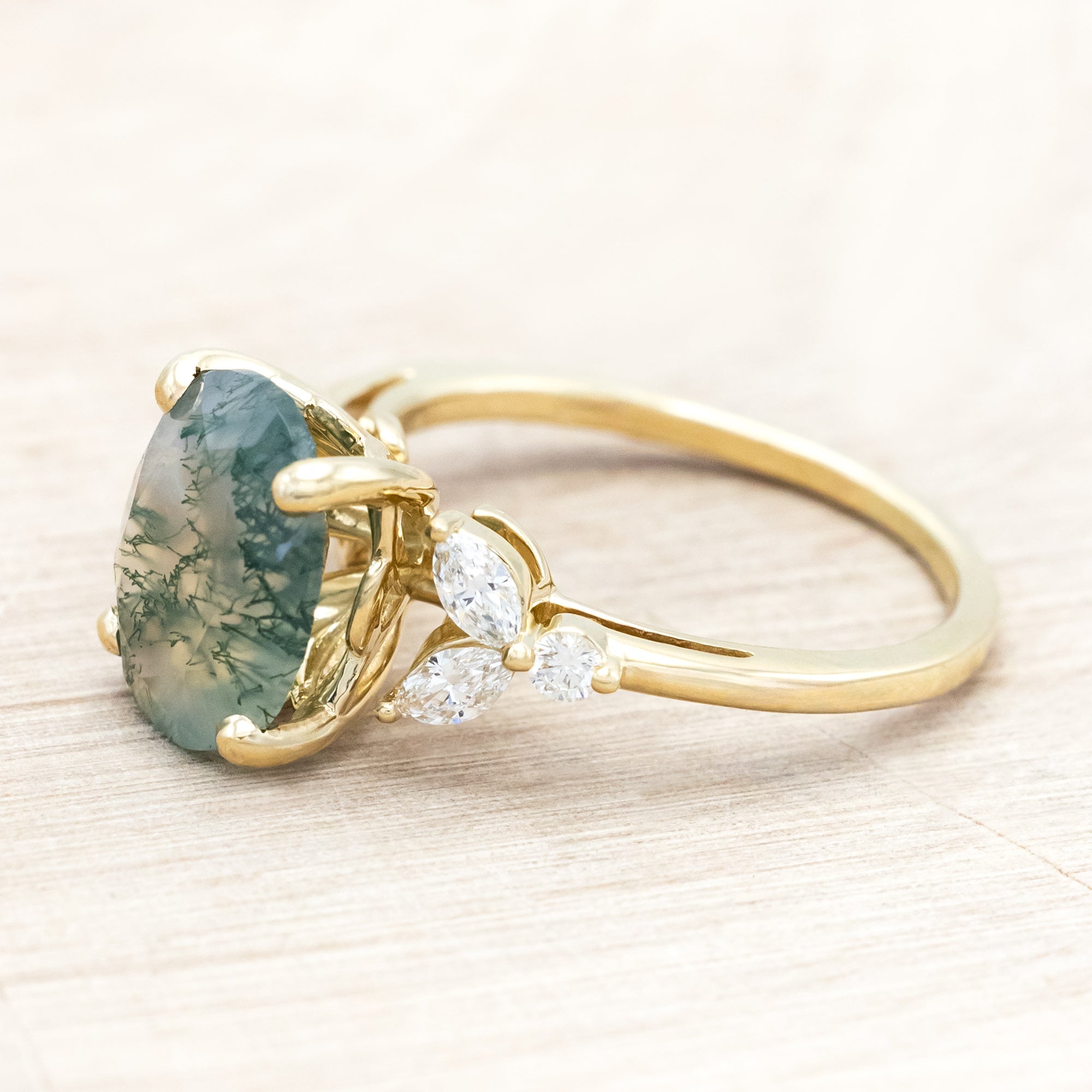 "BLOSSOM" - OVAL CUT ENGAGEMENT RING WITH DIAMOND ACCENTS-Staghead Designs