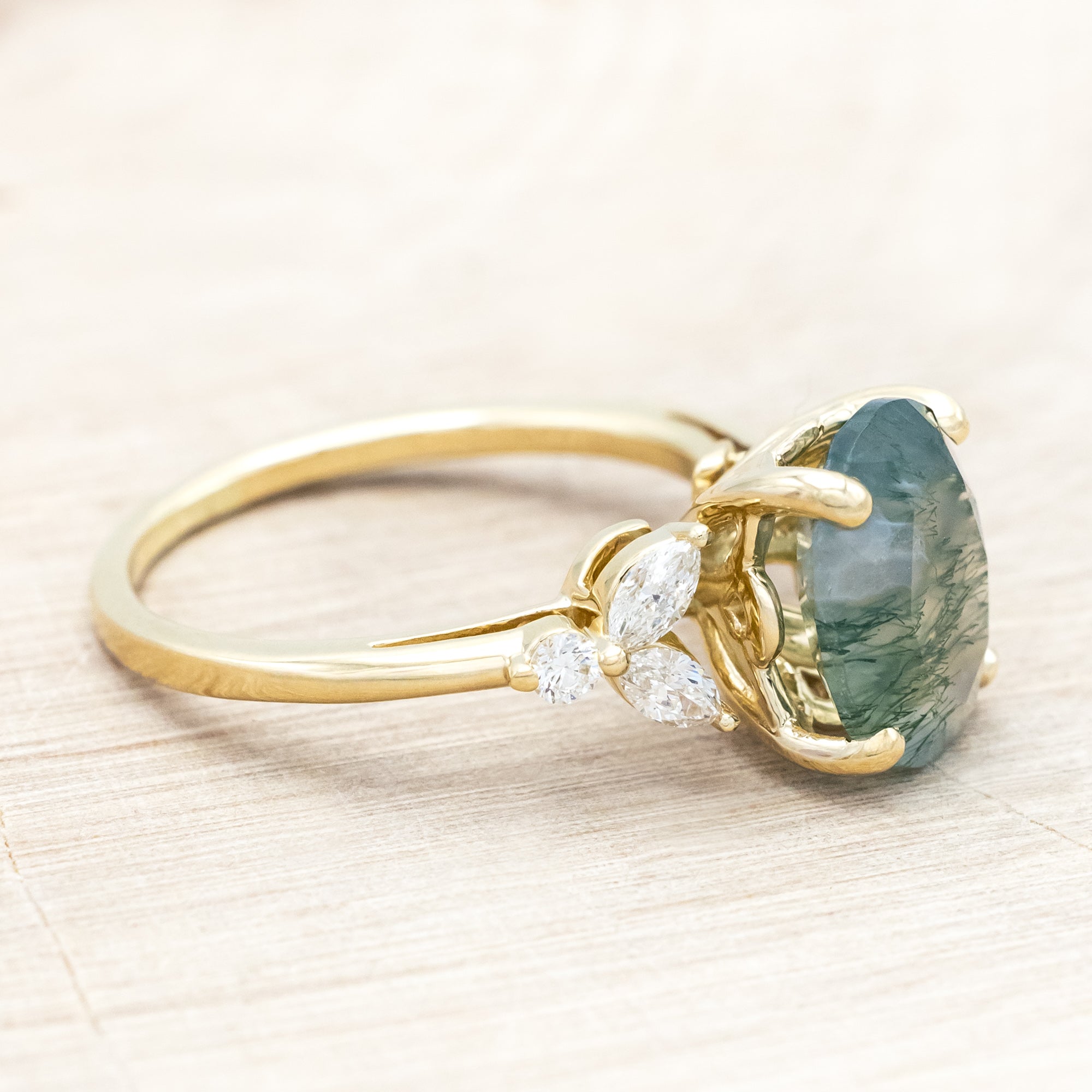 "BLOSSOM" - OVAL CUT ENGAGEMENT RING WITH DIAMOND ACCENTS-Staghead Designs