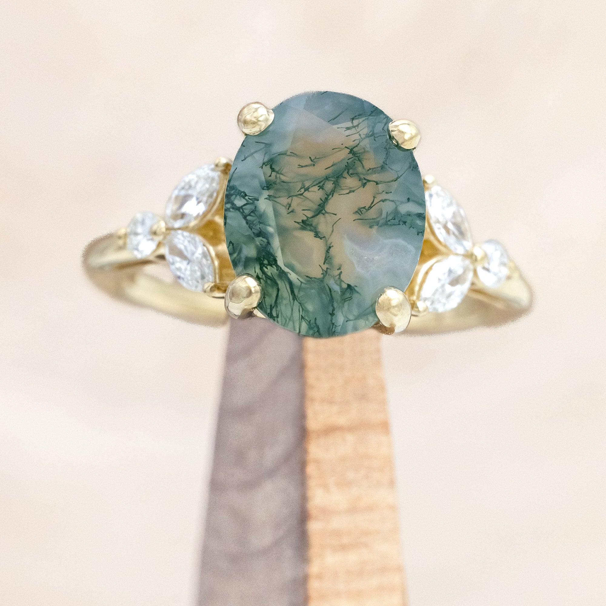 "BLOSSOM" - OVAL CUT ENGAGEMENT RING WITH DIAMOND ACCENTS-Staghead Designs