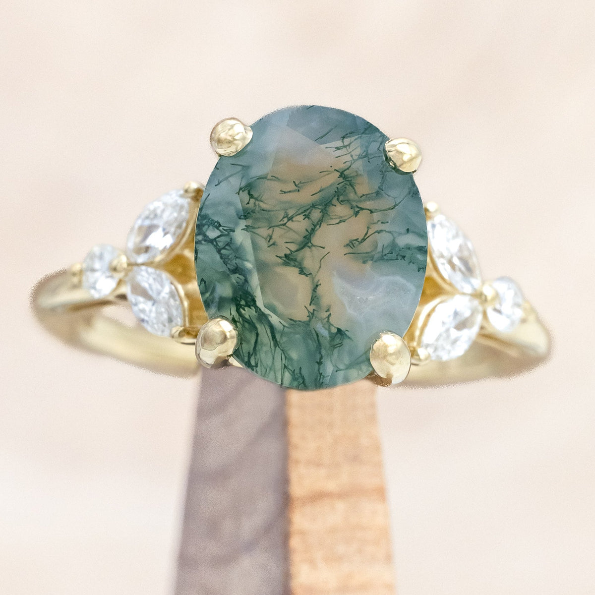 "BLOSSOM" - OVAL CUT ENGAGEMENT RING WITH DIAMOND ACCENTS-Staghead Designs