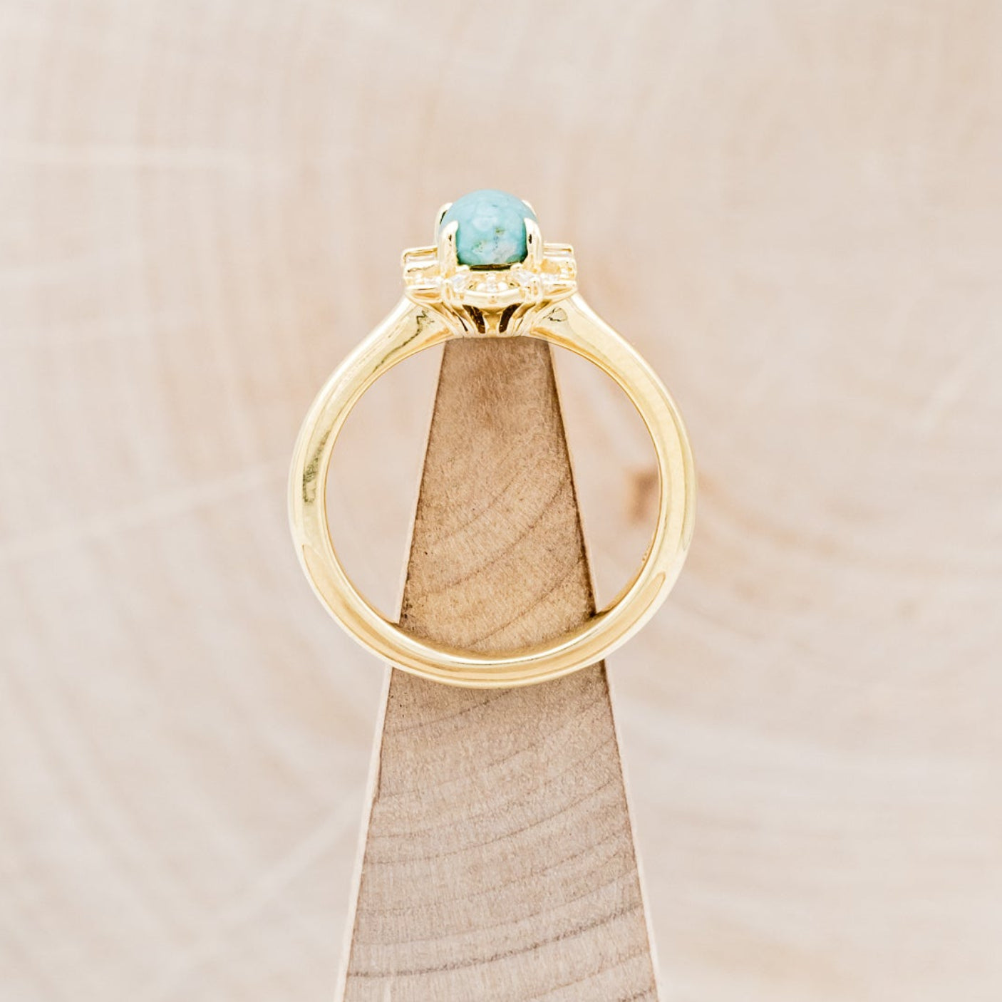 "CLEOPATRA" - OVAL TURQUOISE ENGAGEMENT RING WITH DIAMOND ACCENTS-17