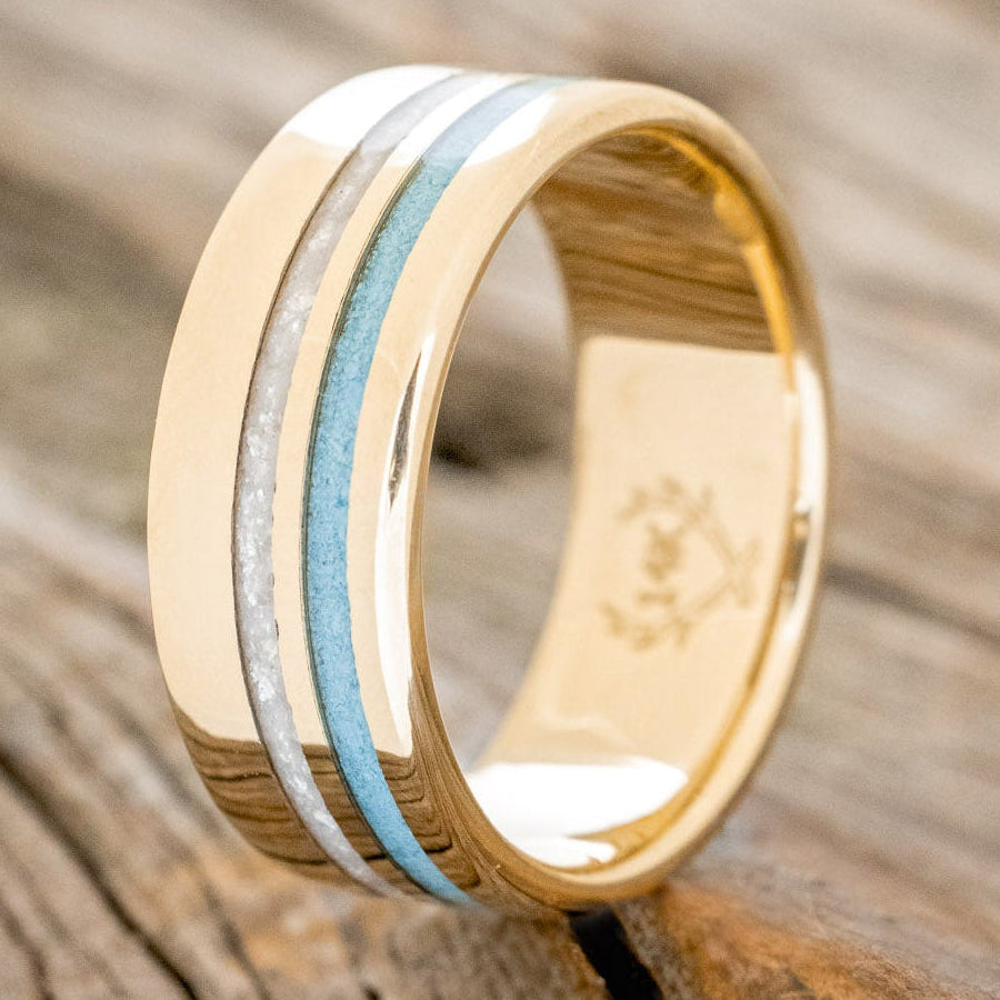 "COSMO" - DIAMOND DUST & TURQUOISE WEDDING BAND-10