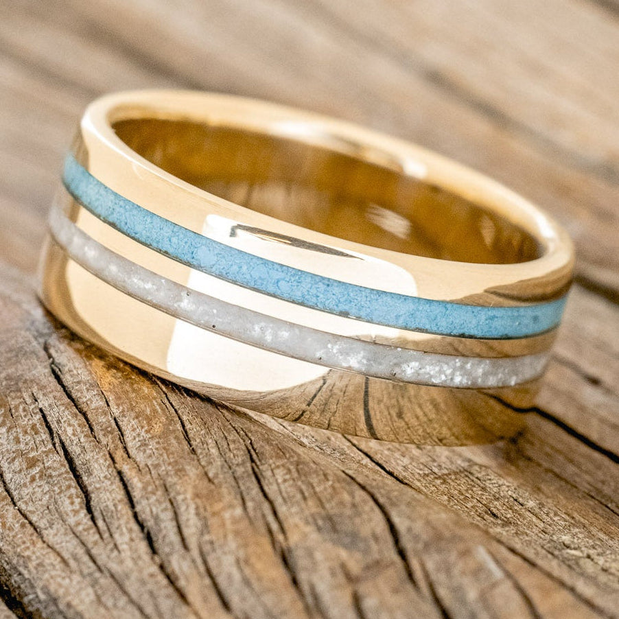 "COSMO" - DIAMOND DUST & TURQUOISE WEDDING BAND-11