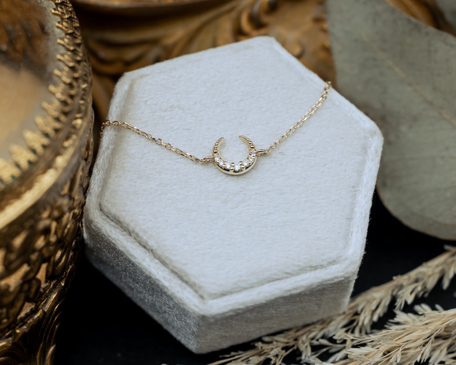 .04 CTW DIAMOND CRESCENT MOON BRACELET-Staghead Designs