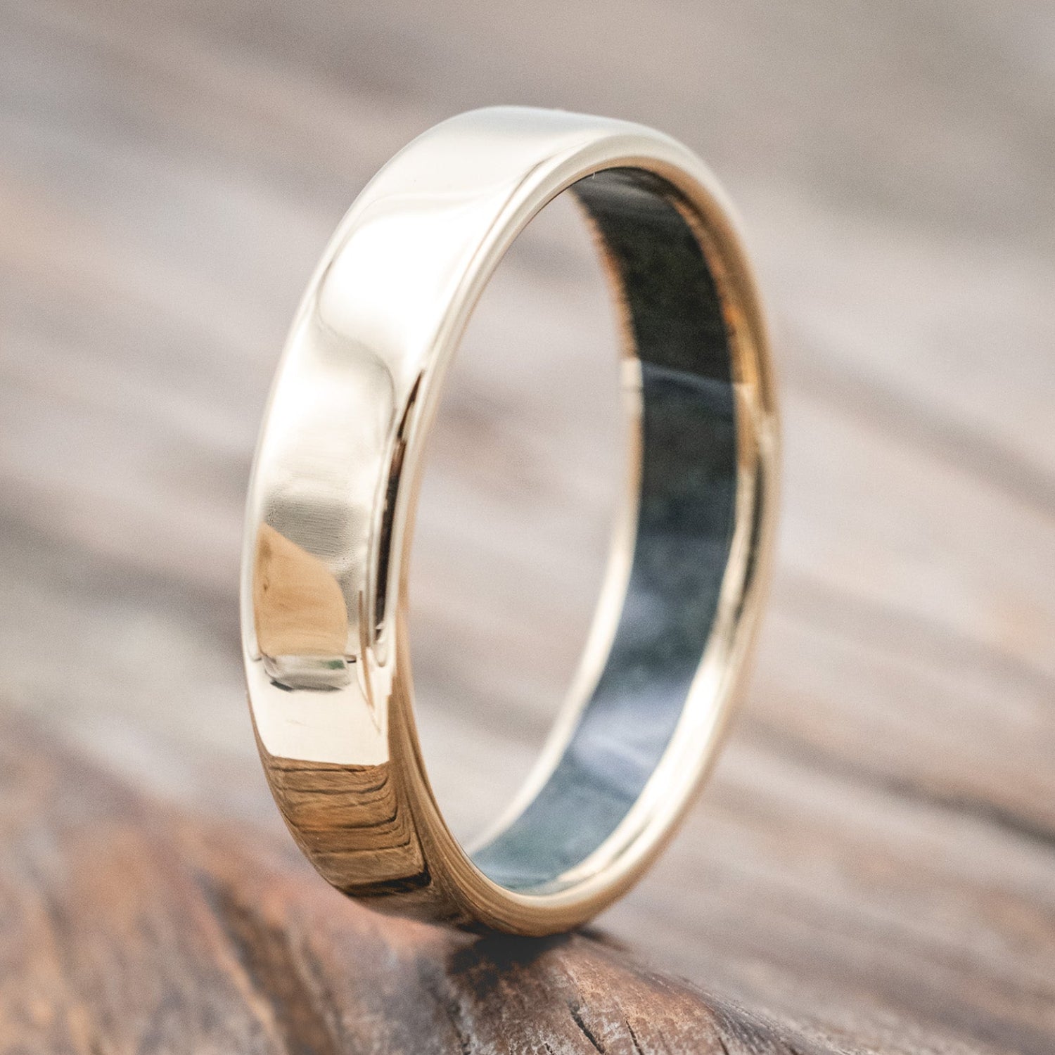 CRUSHED MOSS AGATE LINED WEDDING BAND-Staghead Designs