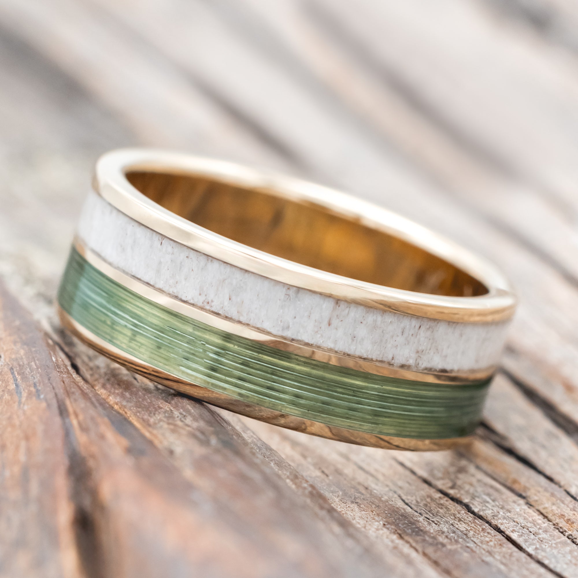 "DYAD" - ANTLER & FISHING LINE WEDDING BAND-Staghead Designs