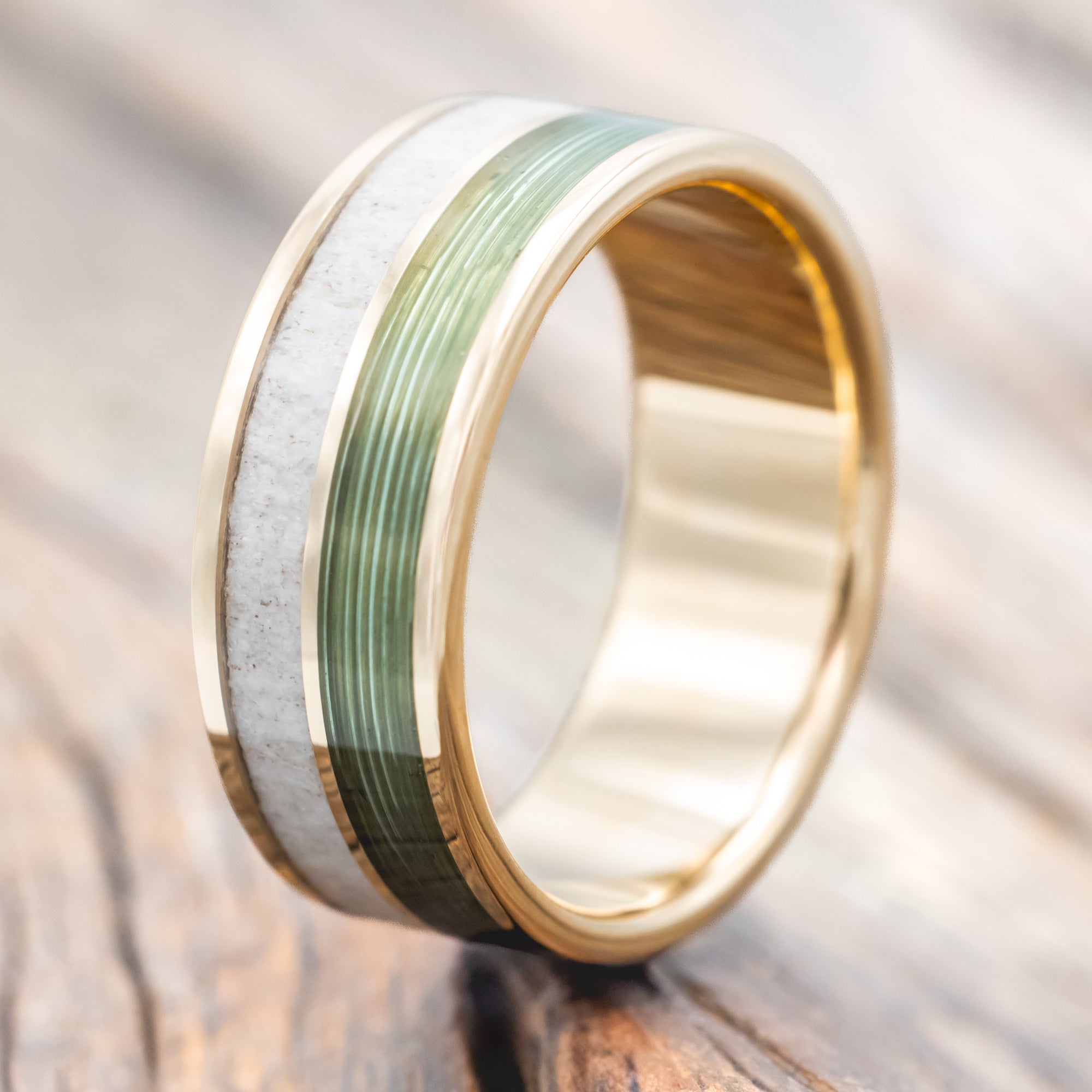"DYAD" - ANTLER & FISHING LINE WEDDING BAND-Staghead Designs