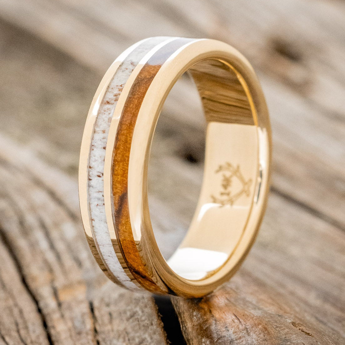 "Dyad" - Ironwood & Antler Wedding Band-Staghead Designs
