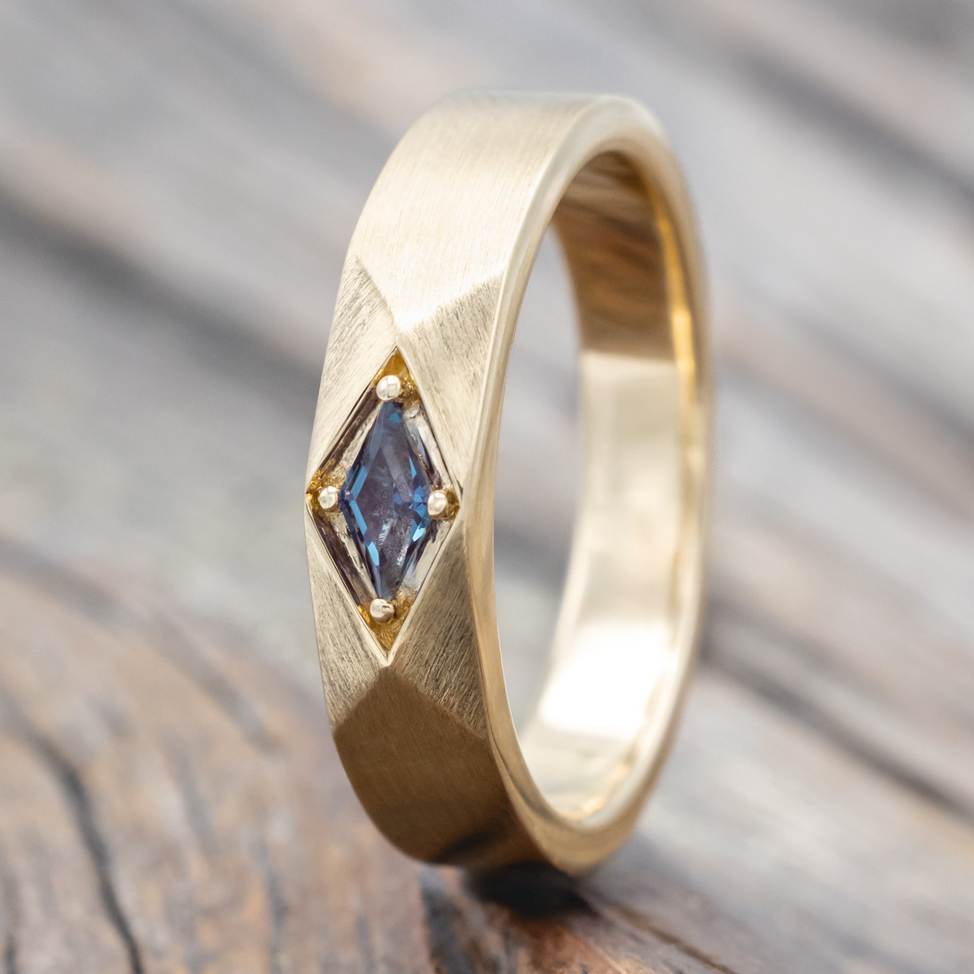 "Edward" - Men's Lozenge Cut Wedding Ring-Staghead Designs