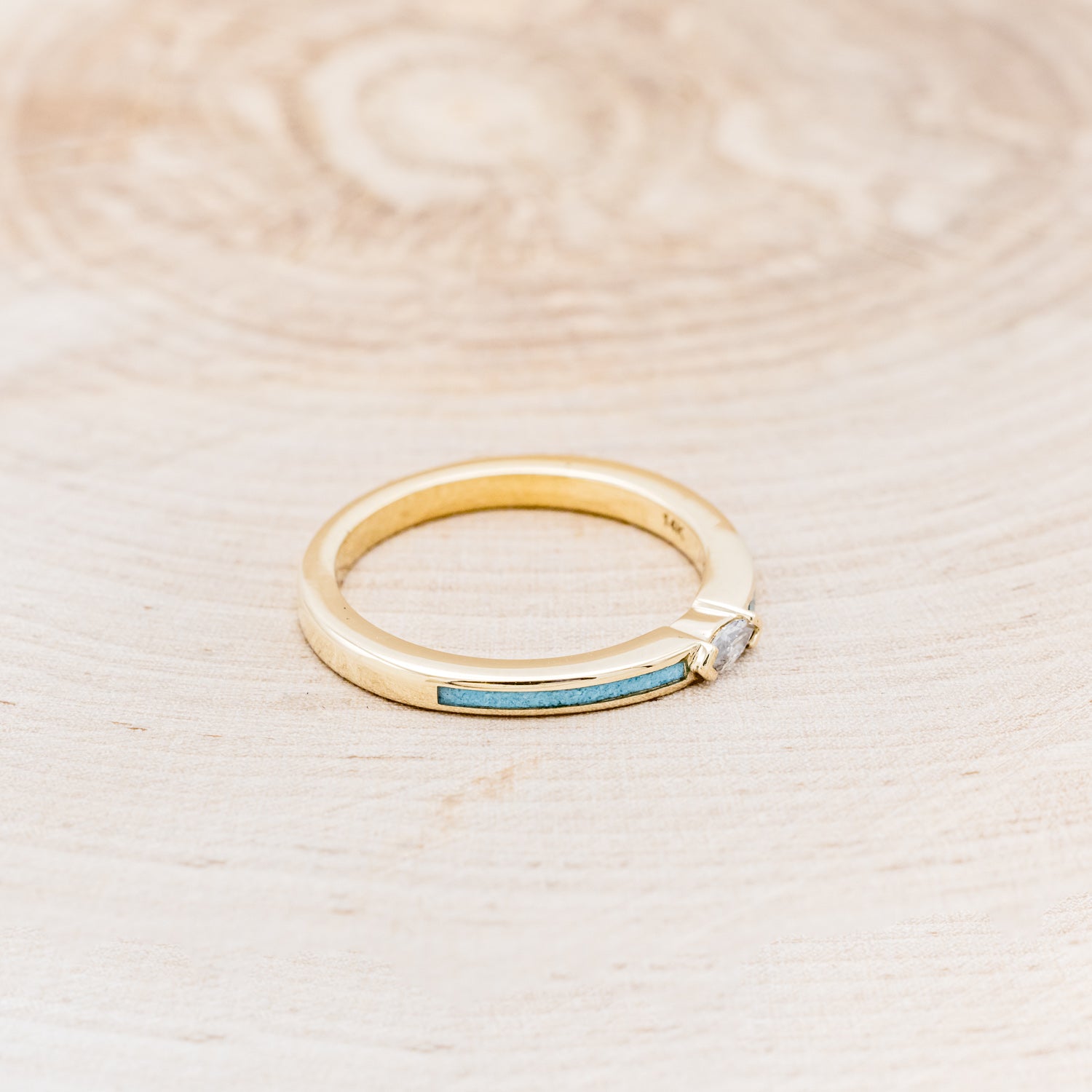 "ELBA" - MARQUISE MOISSANITE ENGAGEMENT RING WITH TURQUOISE INLAYS-8