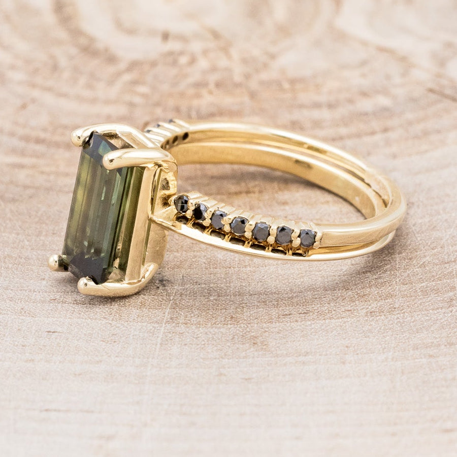 "ALEXA" - SOLITAIRE ENGAGEMENT RING WITH BLACK DIAMOND CUFF TRACER - MOUNTING ONLY - SELECT YOUR OWN STONE-3