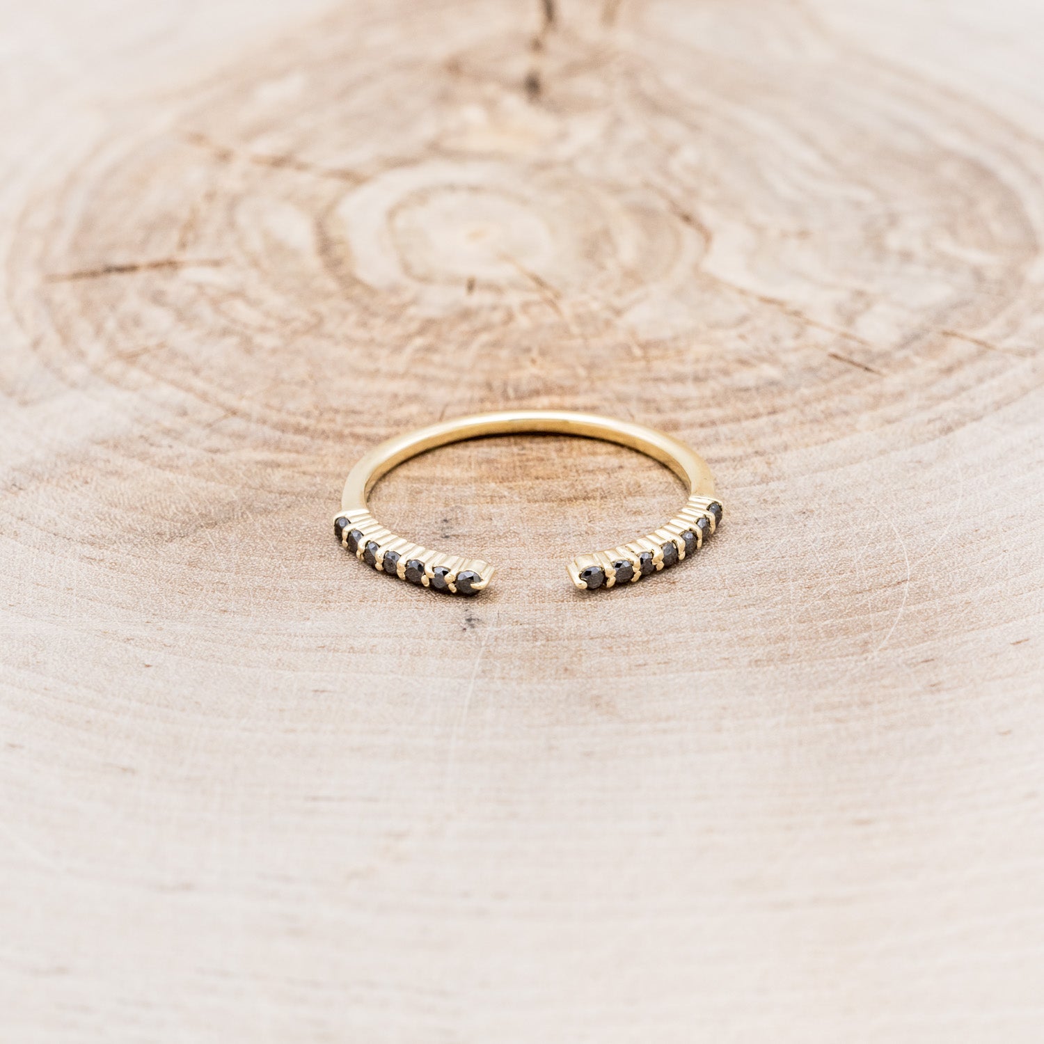 "ALEXA" - SOLITAIRE ENGAGEMENT RING WITH BLACK DIAMOND CUFF TRACER - MOUNTING ONLY - SELECT YOUR OWN STONE-16