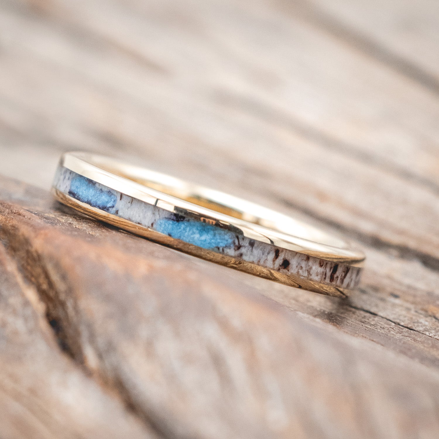 "ETERNA" - ANTLER & TURQUOISE STACKING BAND-Staghead Designs