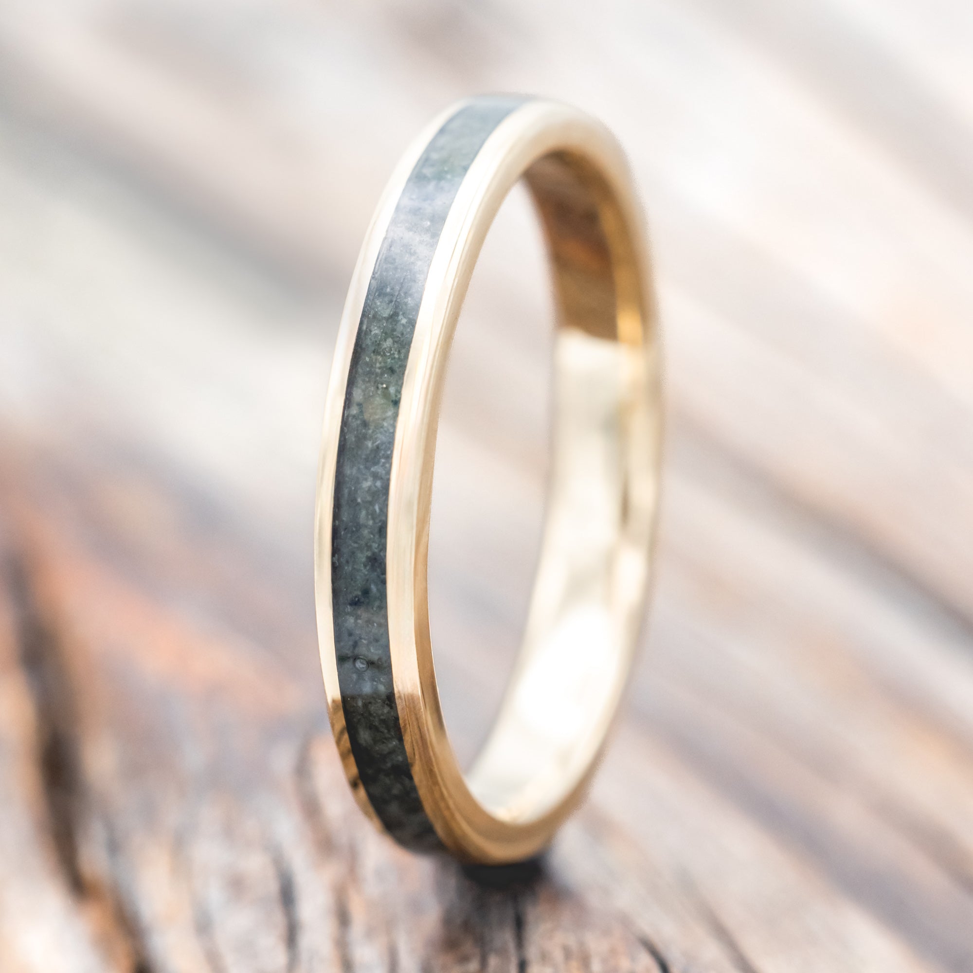 "ETERNA" - MOSS AGATE INLAY STACKING BAND-Staghead Designs