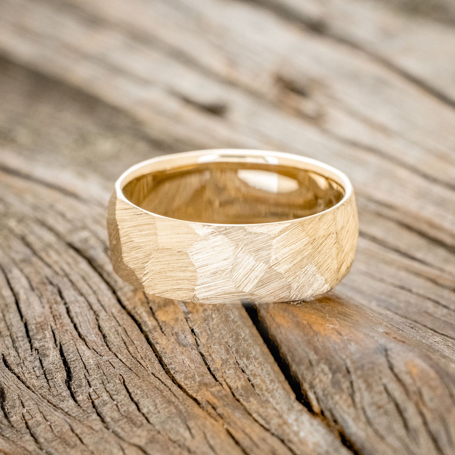 FACETED WEDDING RING WITH TEXTURED FINISH-13
