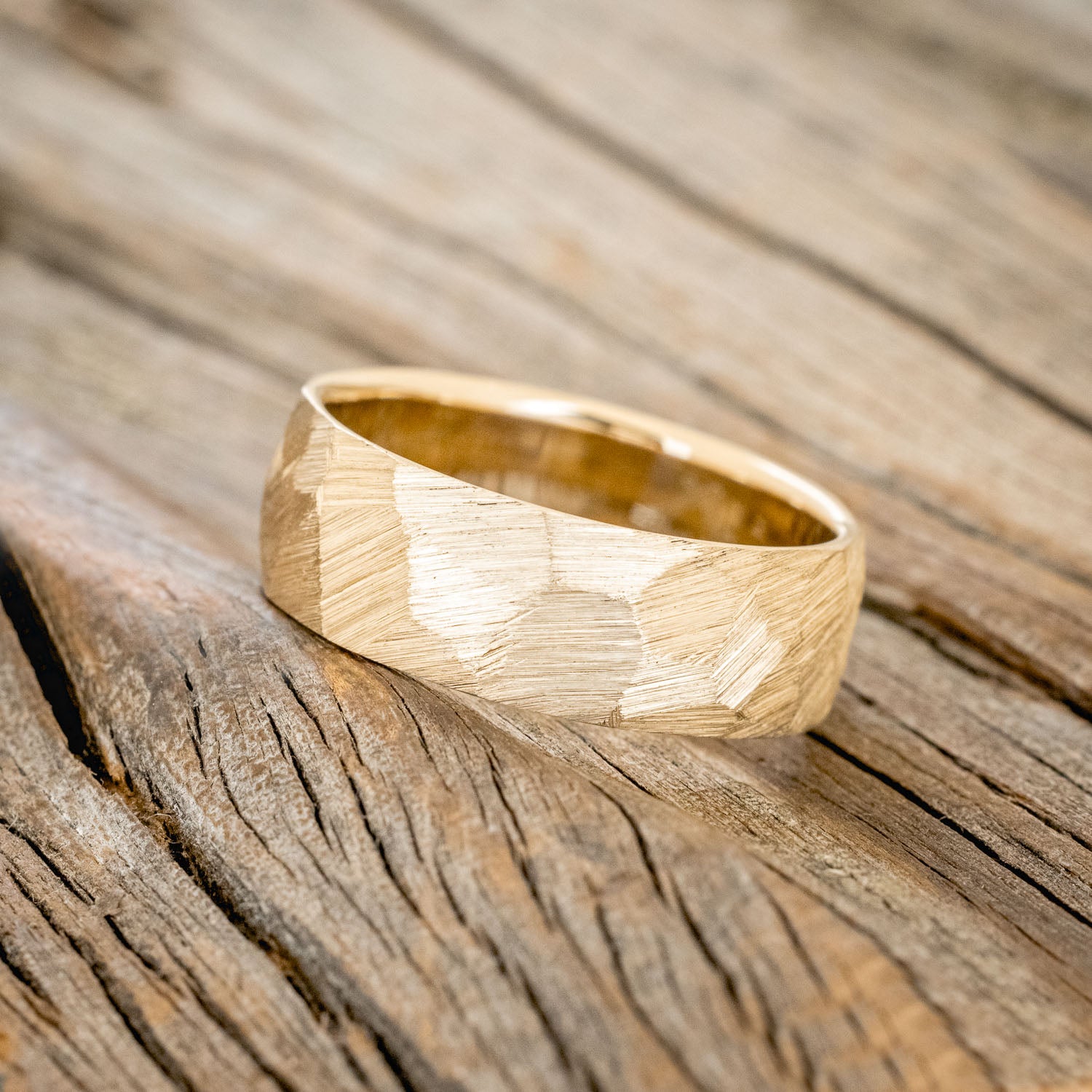 FACETED WEDDING RING WITH TEXTURED FINISH-12