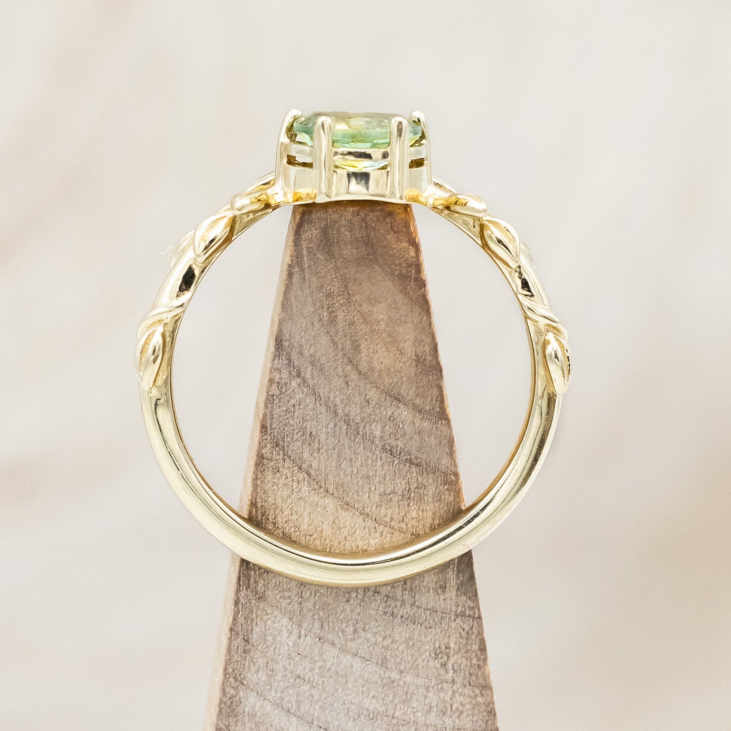 "FAE" - MUSHROOM RING WITH MONTANA SAPPHIRE & DIAMOND ACCENT ON A BRANCH-STYLE BAND-Staghead Designs