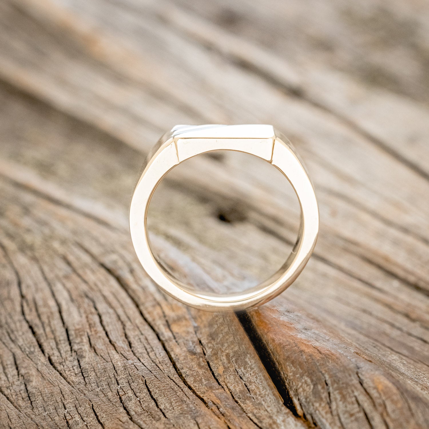 "COLTER" - FLAT TOP WEDDING RING FEATURING DIAGONAL ONYX & TURQUOISE INLAYS-4