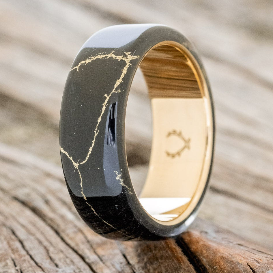 "HAVEN" - BLACK & GOLD MATRIX TRUSTONE WEDDING BAND-10