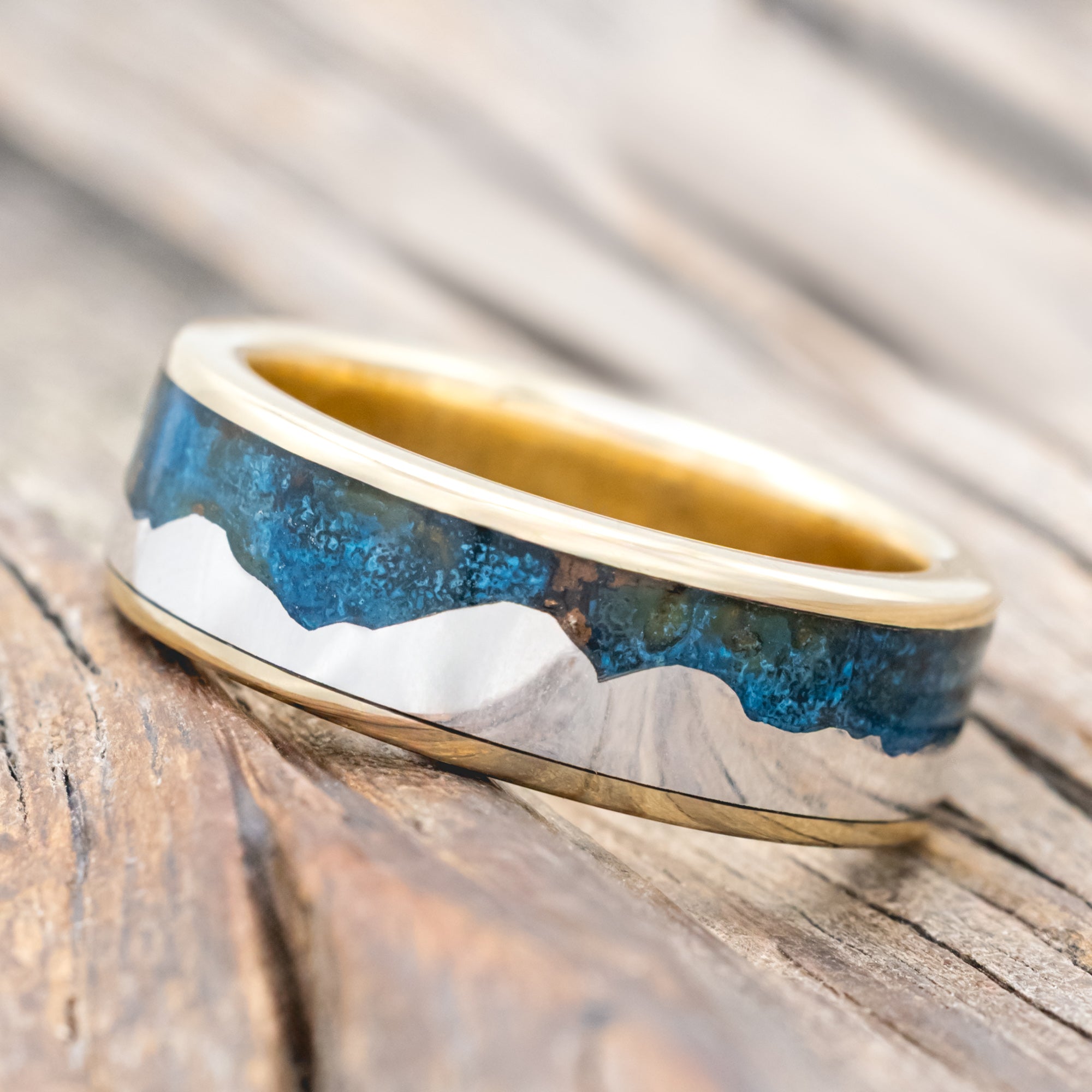 "HELIOS" - PATINA COPPER WEDDING BAND FEATURING THE HIMALAYAS MOUNTAIN RANGE-Staghead Designs