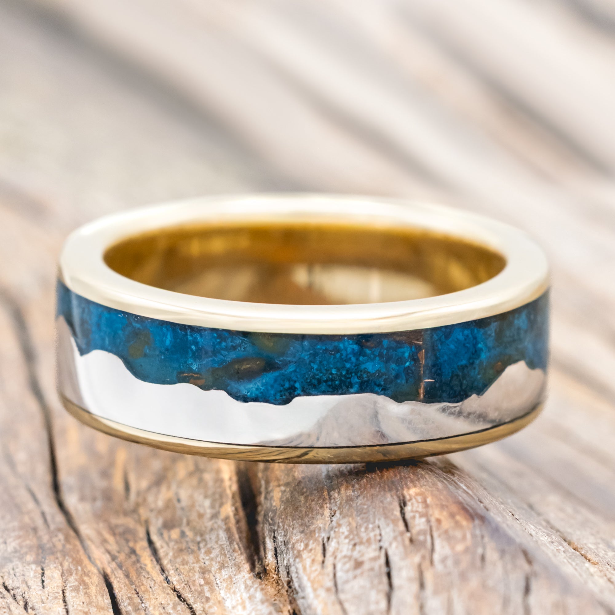 "HELIOS" - PATINA COPPER WEDDING BAND FEATURING THE HIMALAYAS MOUNTAIN RANGE-Staghead Designs
