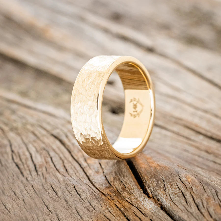 SOLID METAL WEDDING BAND WITH A HAMMERED FINISH - 14K YELLOW GOLD (6MM) - SIZE 12 1/4-Staghead Designs
