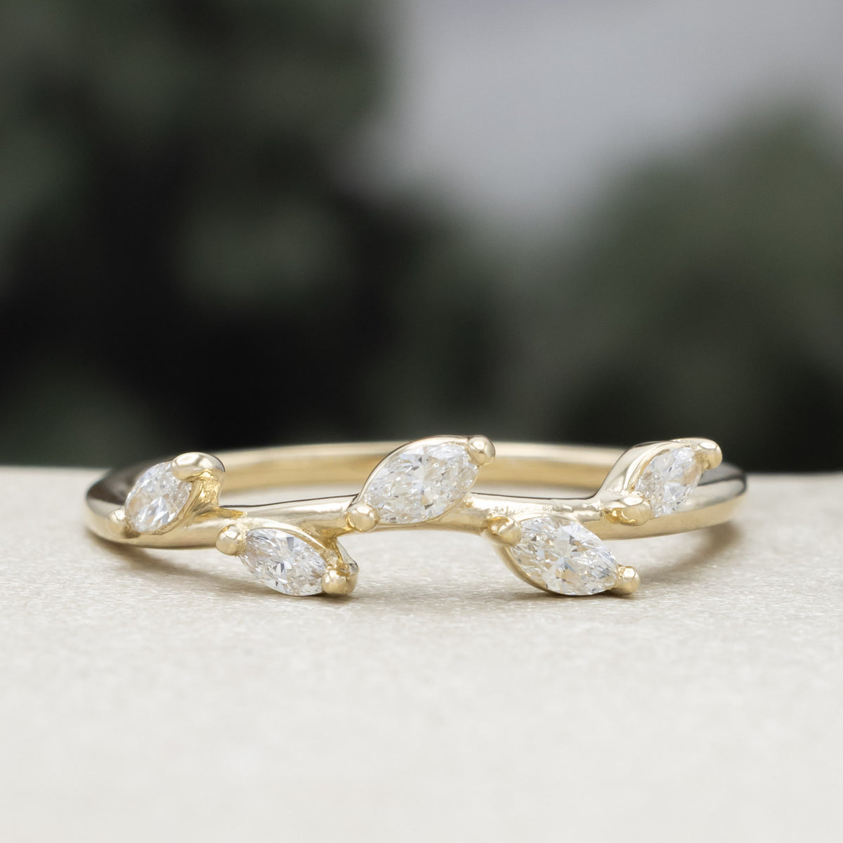 "Idhal" - Marquise Cut Diamond Ring With 14K Gold-Staghead Designs