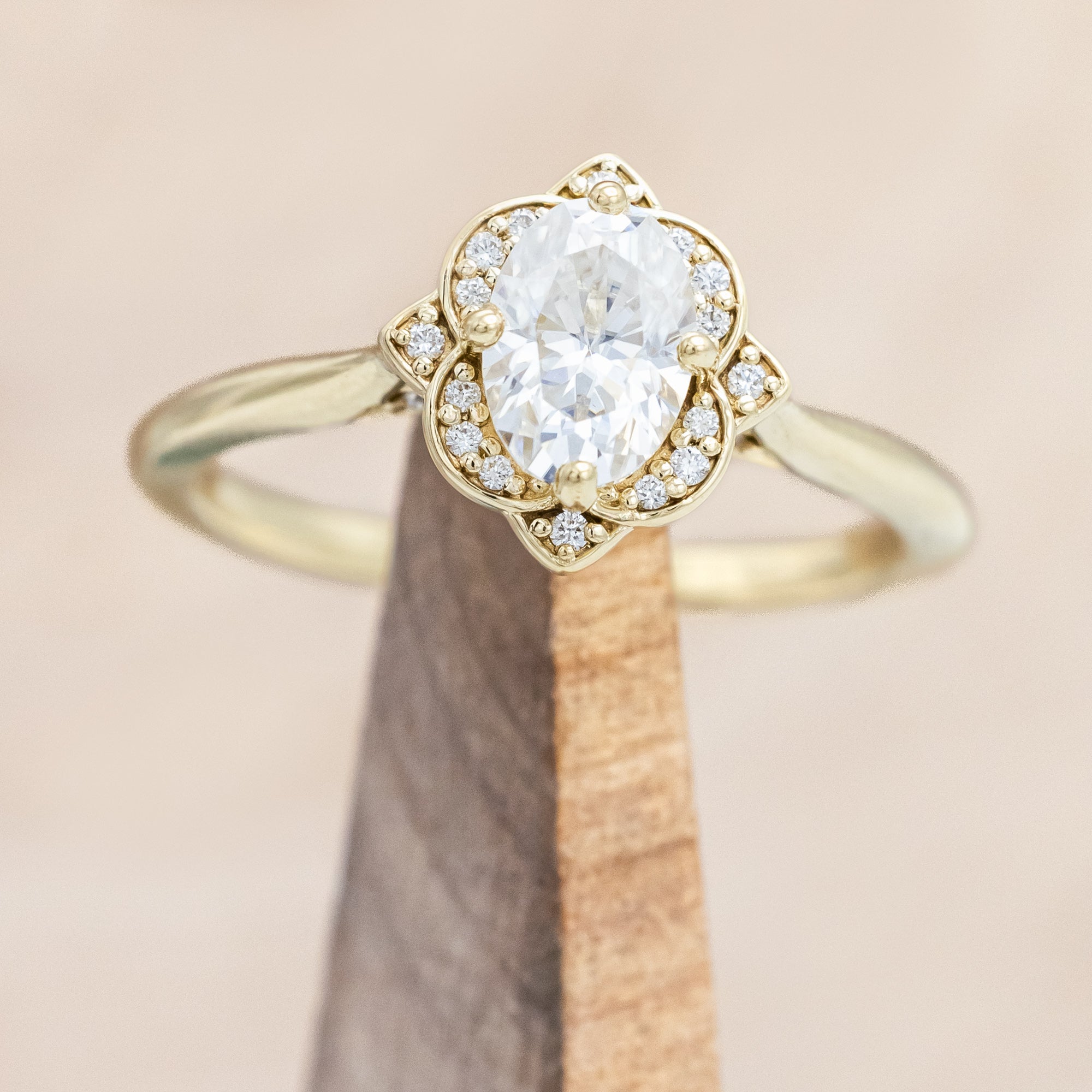 "JANE" - OVAL CUT ENGAGEMENT RING WITH DIAMONDS ACCENTS-Staghead Designs