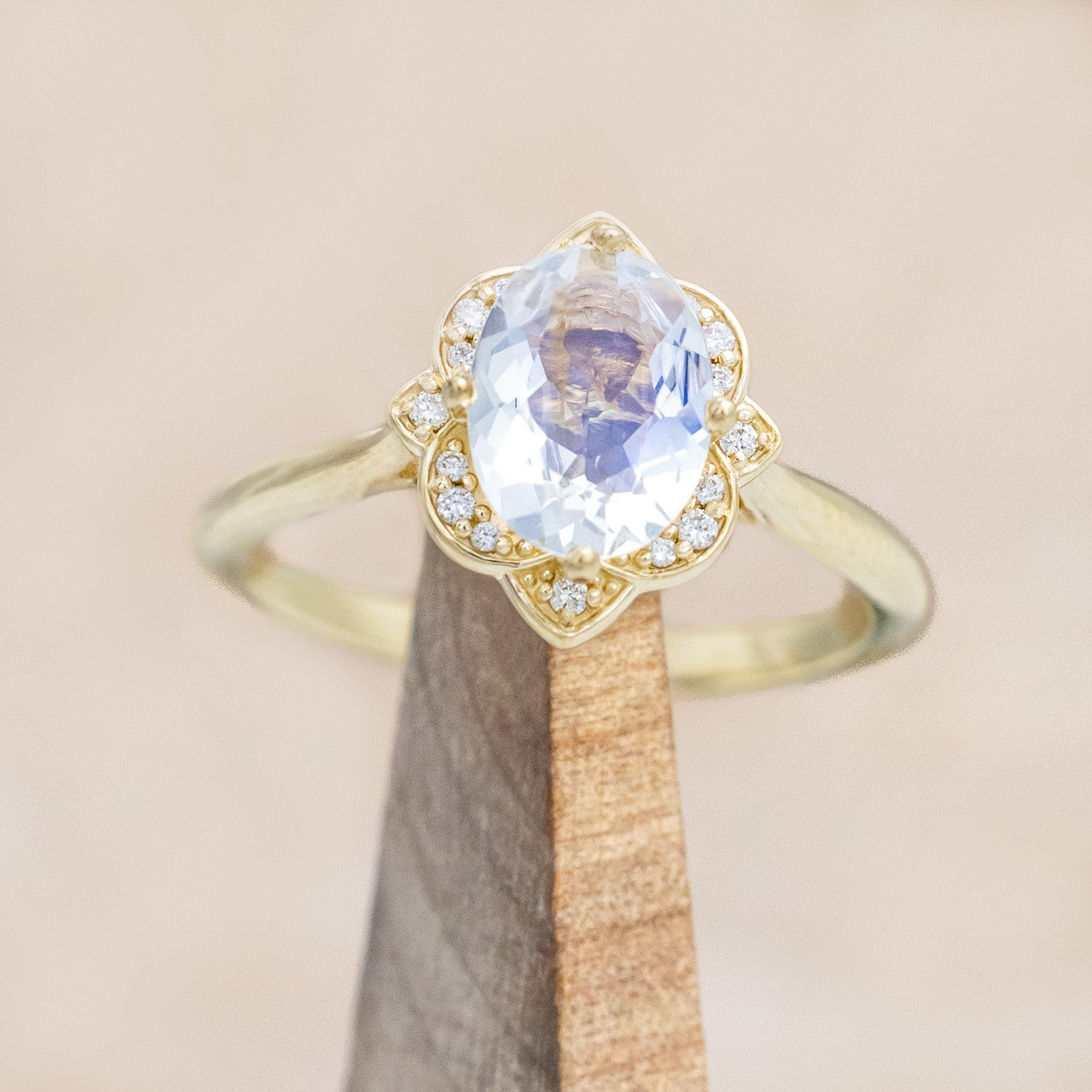 "JANE" - OVAL CUT ENGAGEMENT RING WITH DIAMONDS ACCENTS-Staghead Designs