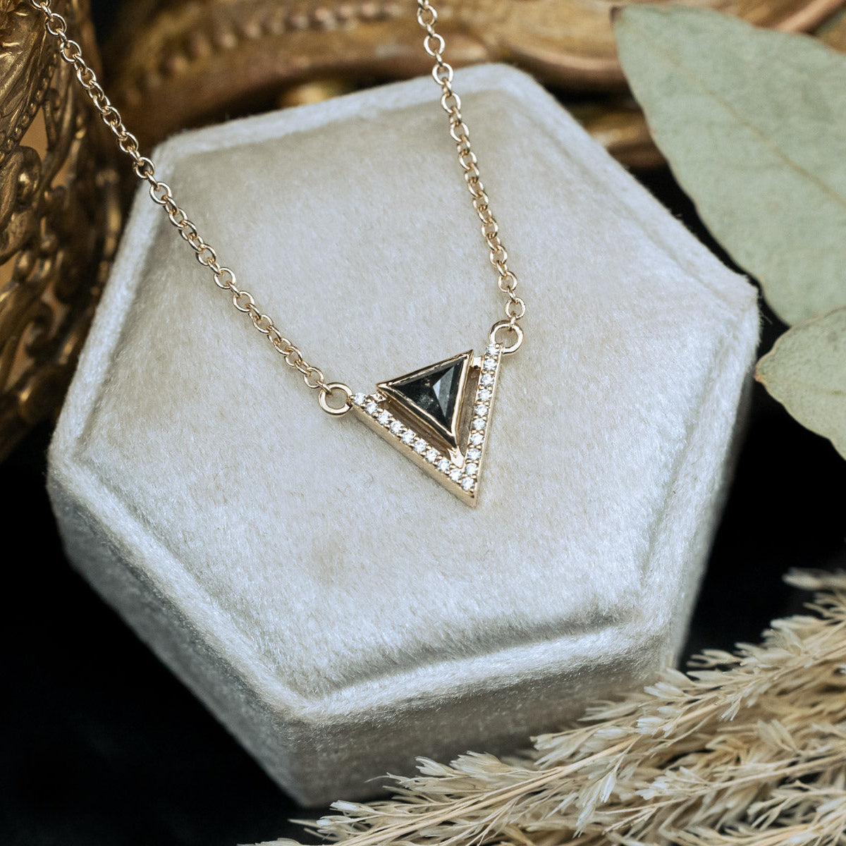 "JENNY" NECKLACE WITH SALT AND PEPPER DIAMOND-Staghead Designs