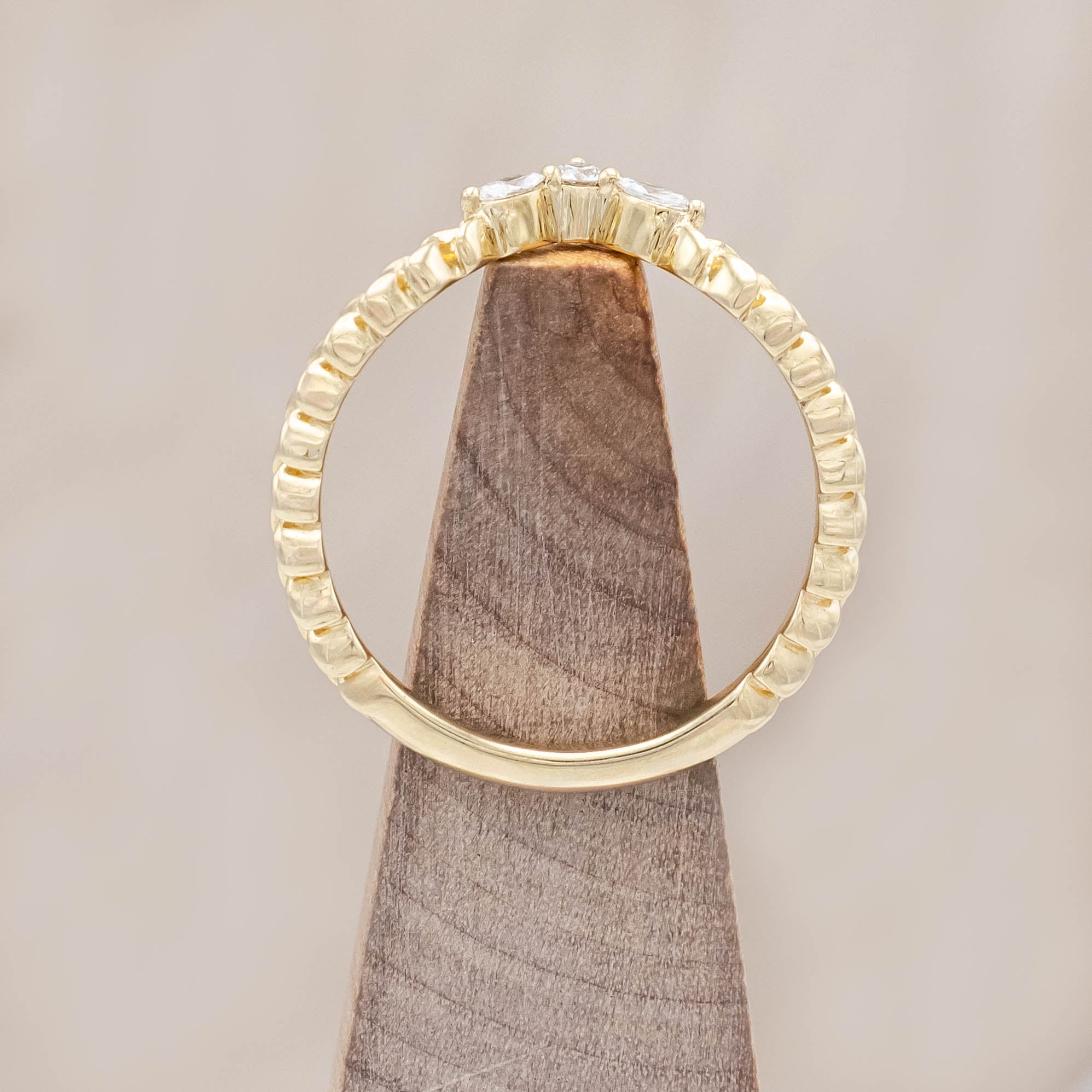 ONE-OF-A-KIND - "LAUREL" - ELONGATED HEXAGON CUT LAB-GROWN DIAMOND ENGAGEMENT RING WITH TOURMALINE & SAPPHIRE ACCENTS-Staghead Designs