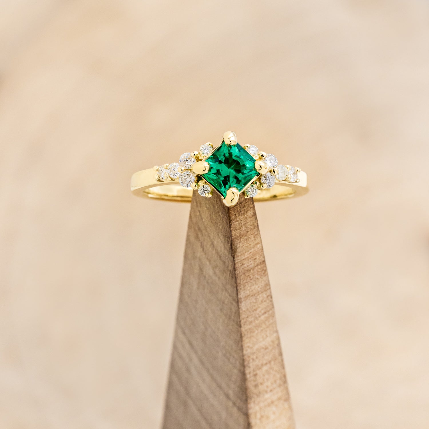 "LAYLA" - PRINCESS CUT MOISSANITE ENGAGEMENT RING WITH DIAMOND ACCENTS & TRACER-Staghead Designs