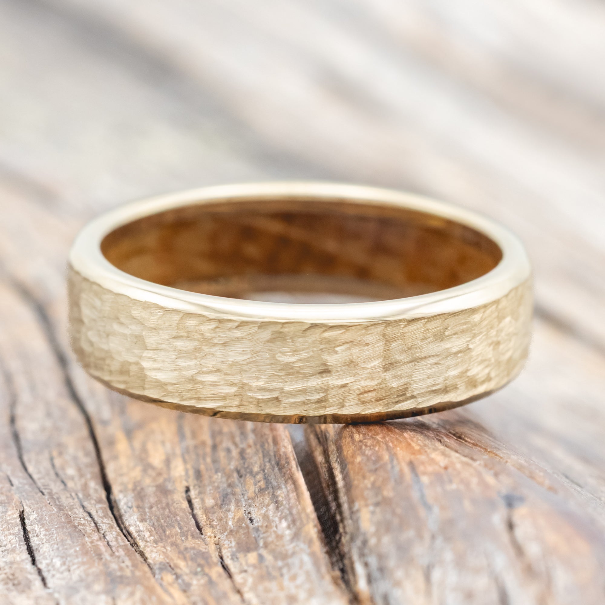 "Hyperion" - Whiskey Barrel Lined Wedding Band With Custom Finish-Staghead Designs