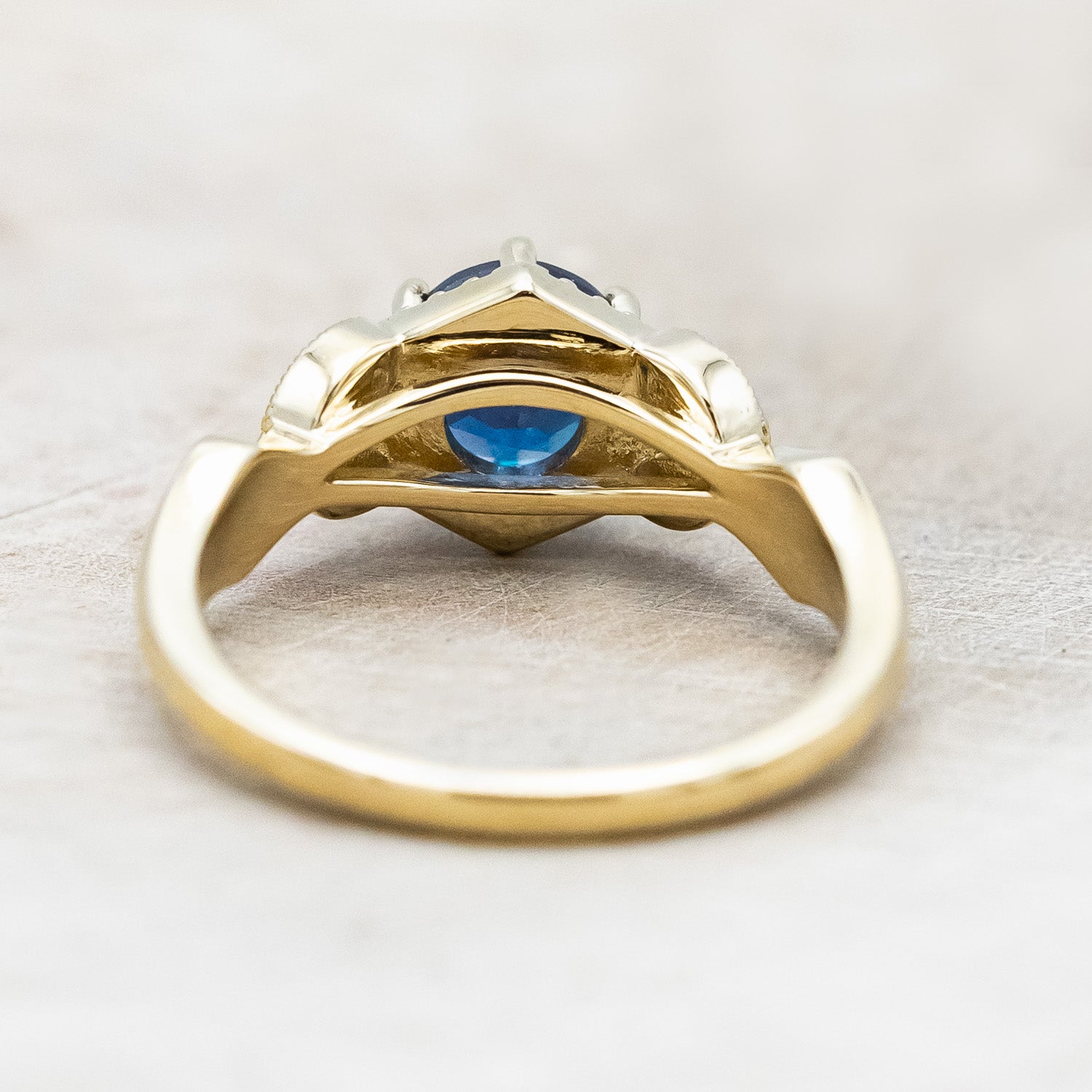 "LUCY IN THE SKY" PETITE - ROUND CUT LAB-GROWN ALEXANDRITE ENGAGEMENT RING WITH DIAMOND ACCENTS & BLUE OPAL INLAYS-Staghead Designs