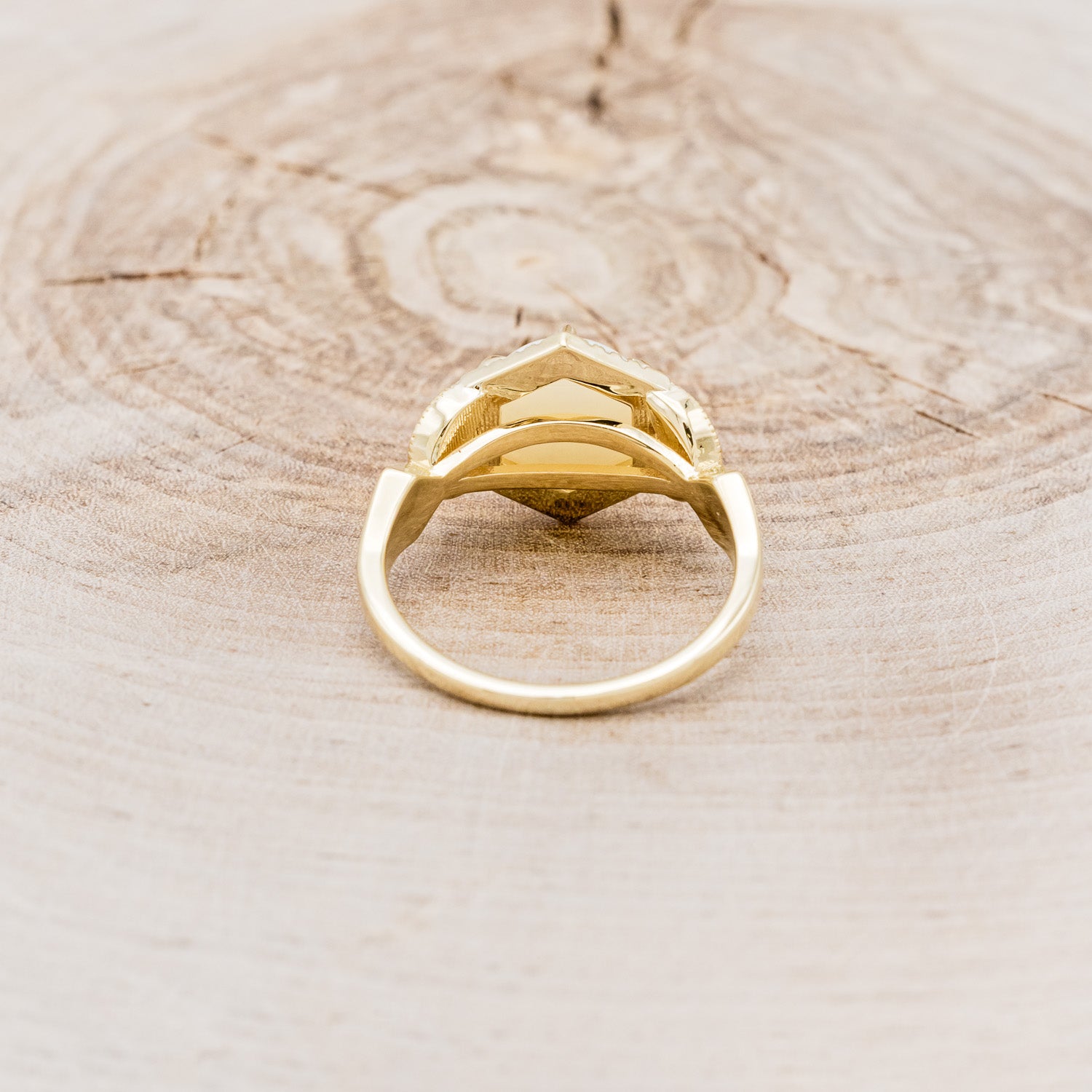 "LUCY IN THE SKY" - ROUND CUT WHITE OPAL ENGAGEMENT RING WITH DIAMOND ACCENTS & TURQUOISE INLAYS-5