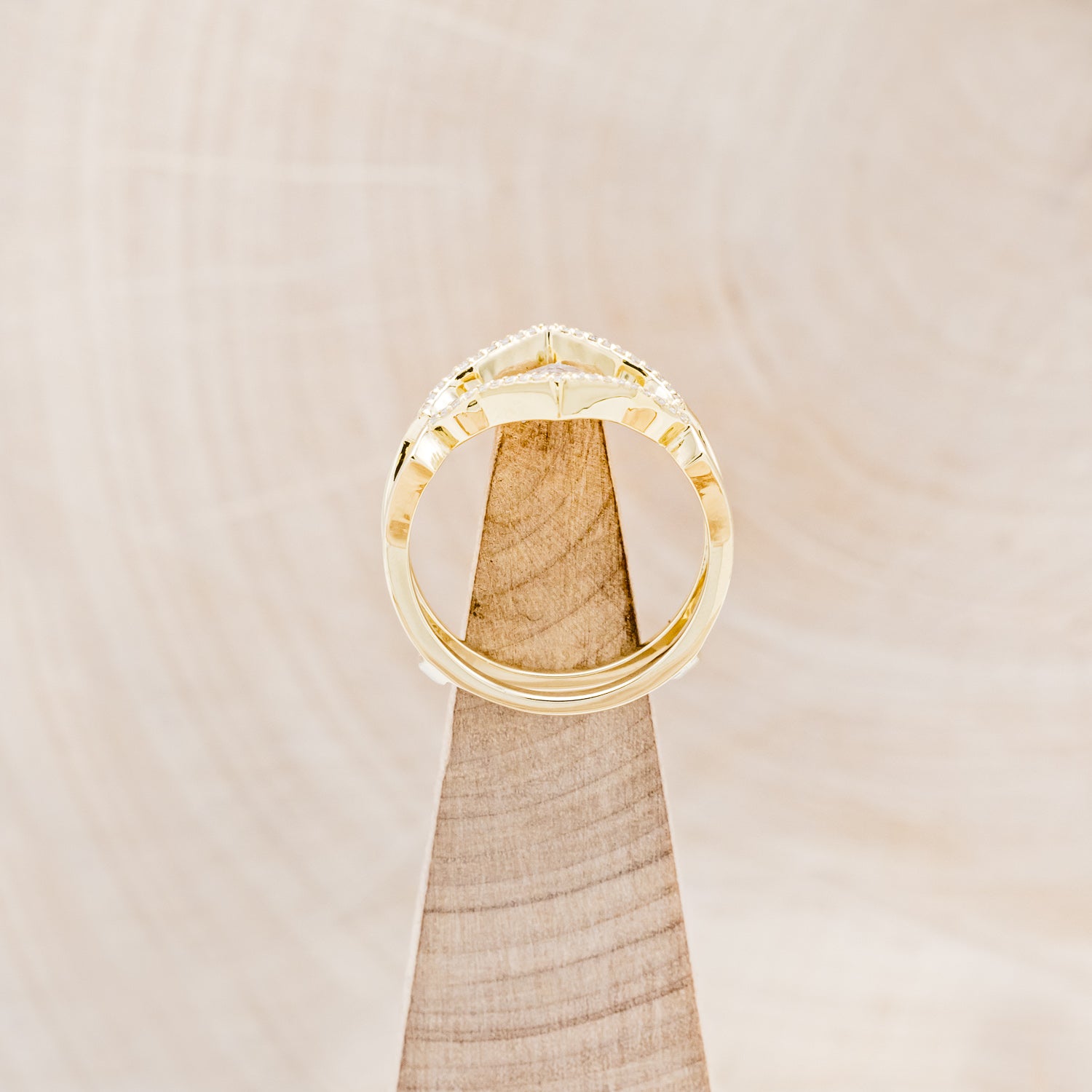 "LUCY IN THE SKY" - HEXAGON SALT & PEPPER DIAMOND ENGAGEMENT RING WITH DIAMOND ACCENTS, ANTLER INLAYS & RING GUARD-18