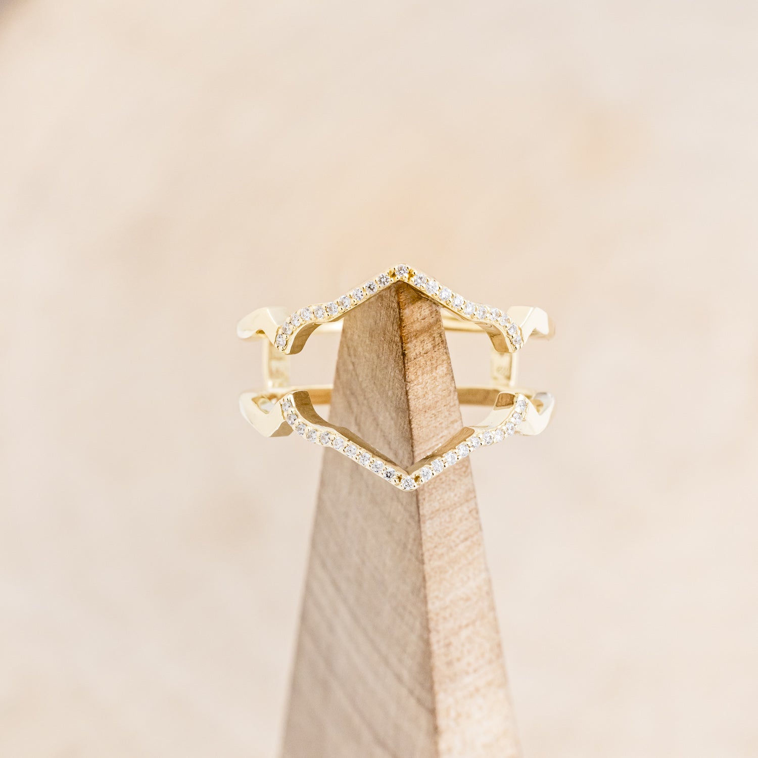 "LUCY IN THE SKY" - HEXAGON SALT & PEPPER DIAMOND ENGAGEMENT RING WITH DIAMOND ACCENTS, ANTLER INLAYS & RING GUARD-13