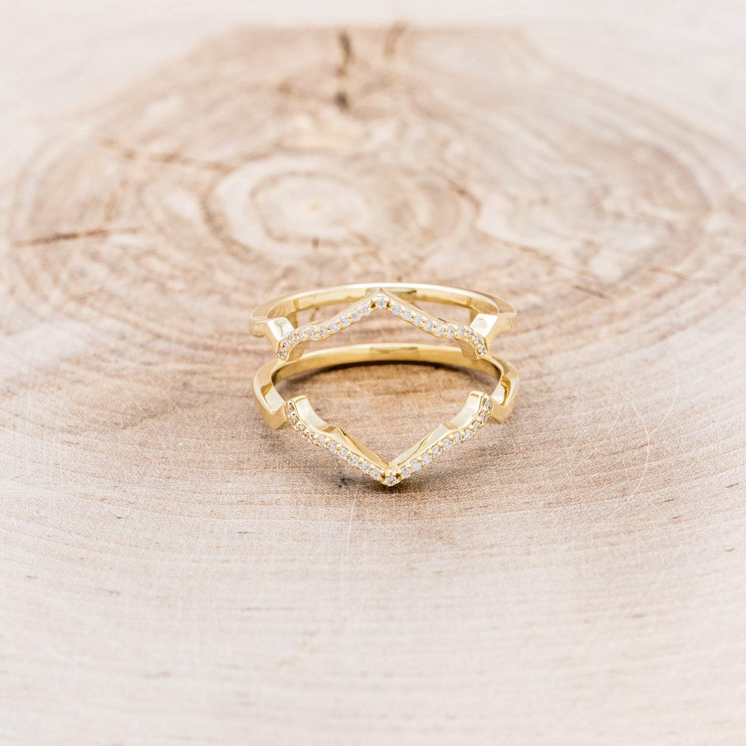 "LUCY IN THE SKY" - HEXAGON SALT & PEPPER DIAMOND ENGAGEMENT RING WITH DIAMOND ACCENTS, ANTLER INLAYS & RING GUARD-16